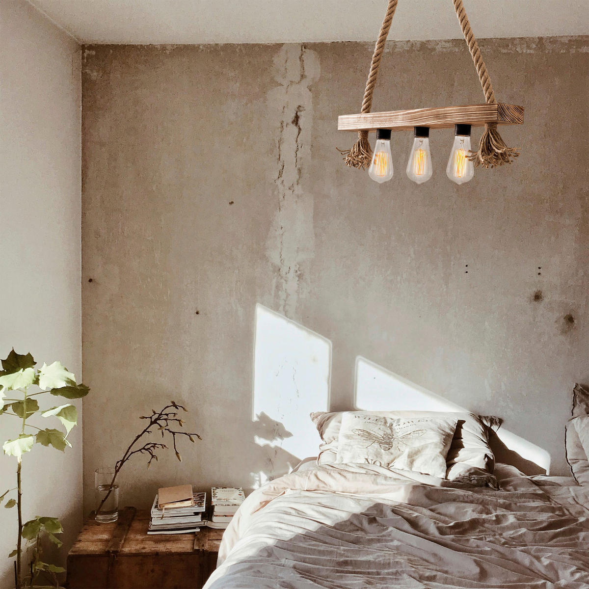 Opviq Deckenleuchte Erebos natur Holz B/H/T/L: ca. 9x60x9x60 cm E27 3 Brennstellen Erebos - natur (60,00/9,00/60,00cm) - Opviq