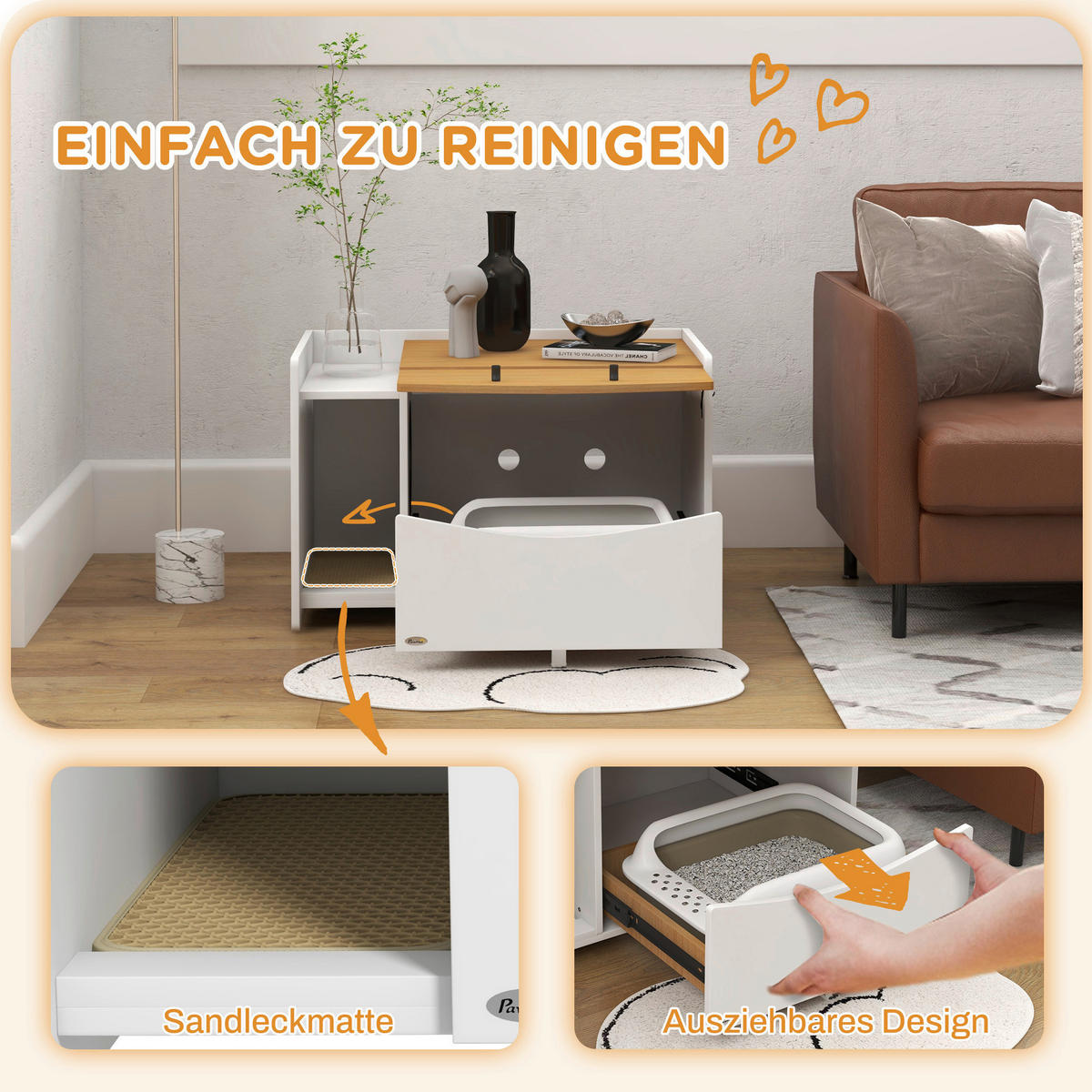 PawHut Schrank-Katzentoilette Eiche Spanplatte B/H/L: ca. 50x51x78 cm Schrank-Katzentoilette - Eiche (78,00/50,00/51,00cm) - PawHut
