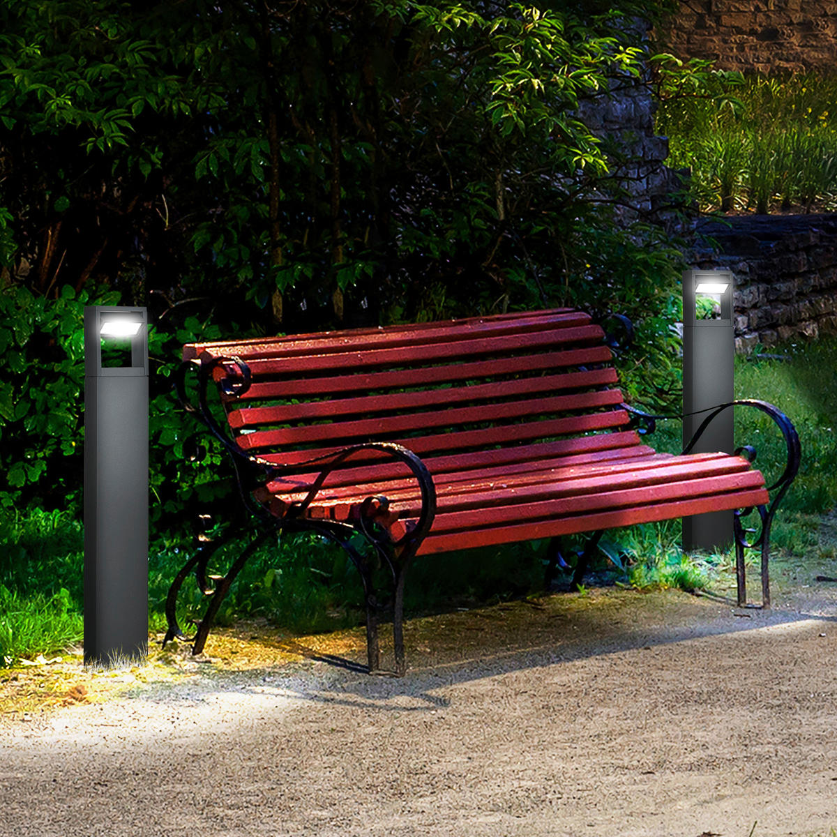 Gartenlampe mit LED dunkelgrau Aluminium Glas Gummi B/H/L: ca. 5x90x16 cm Gartenlampe_mit_LED - dunkelgrau (16,00/5,00/90,00cm) - Outsunny