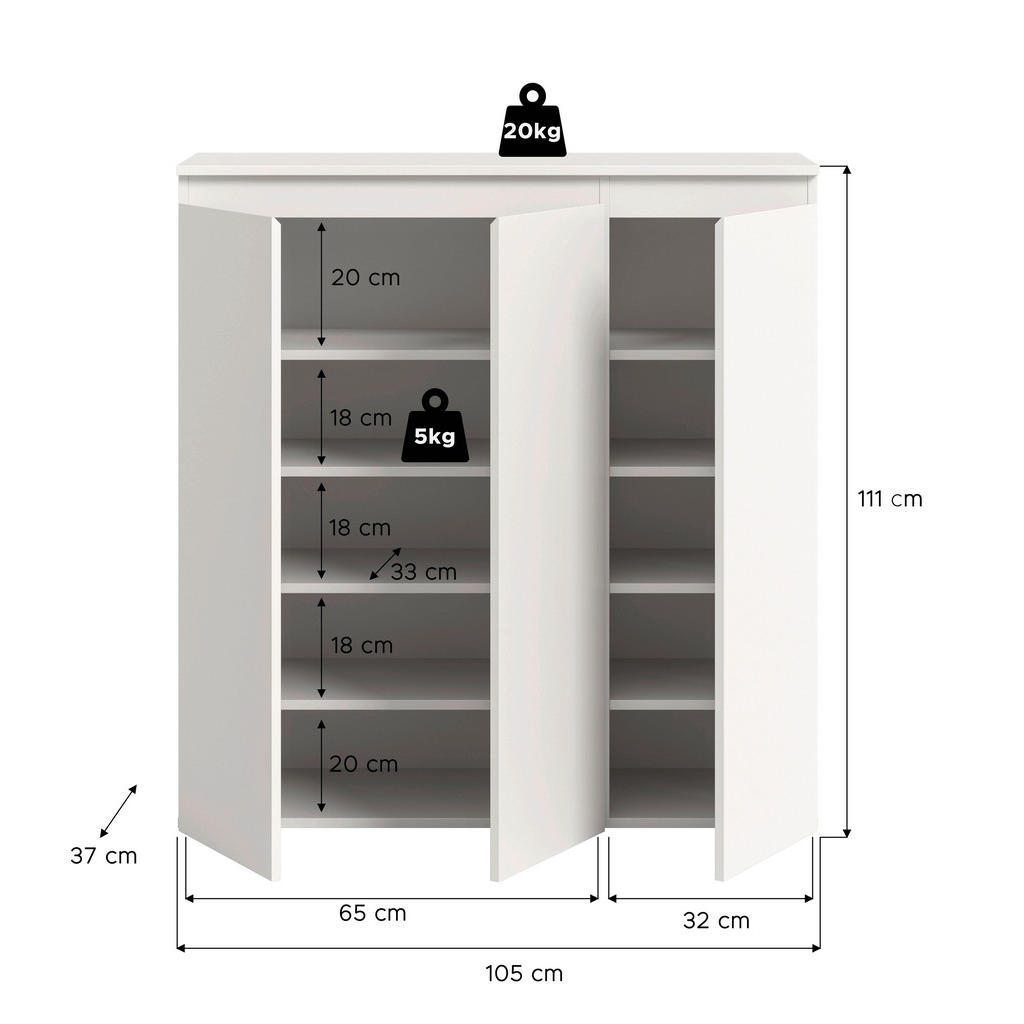 Thumbnail - Schrank SCARPA weiß B/H/T: ca. 105x111x37 cm
