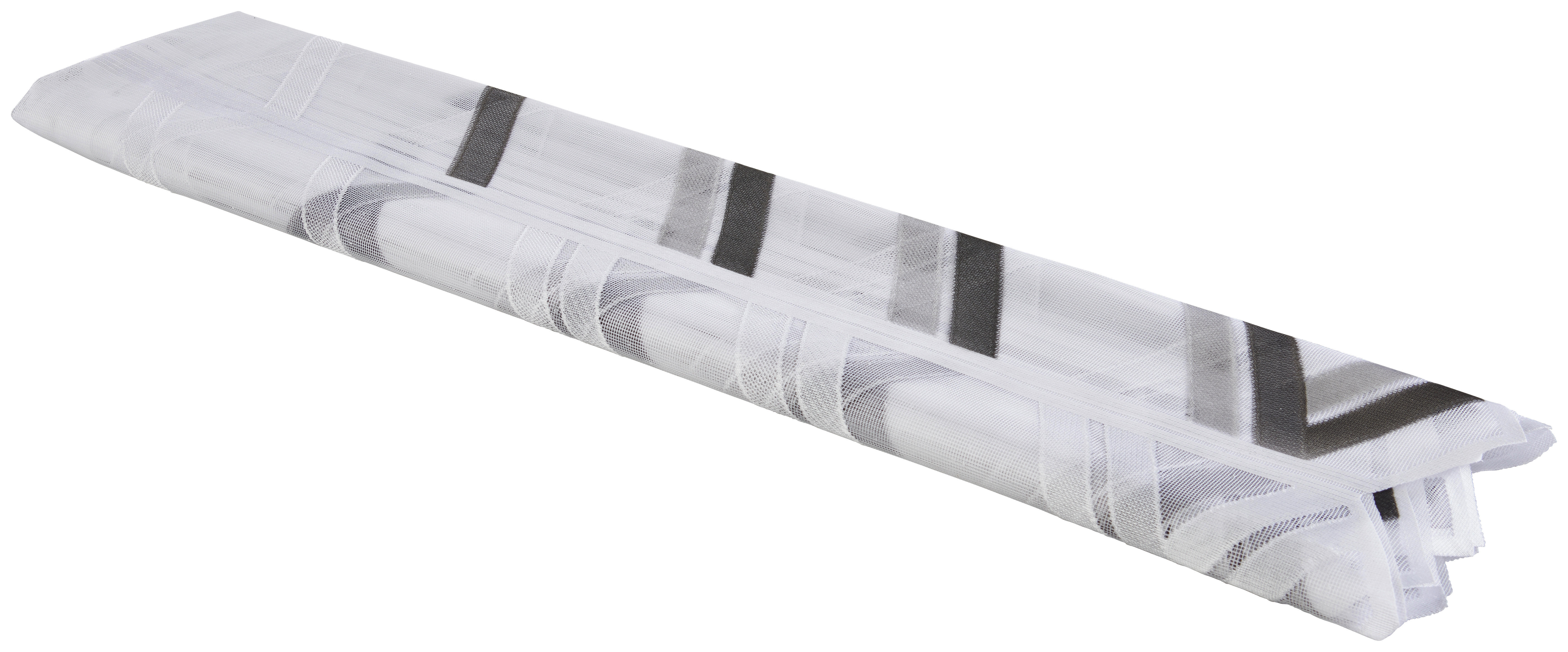 Scheibengardinen-Meterware weiß H: ca. 90 cm Scheibengardine - weiß/schwarz (90,00cm)