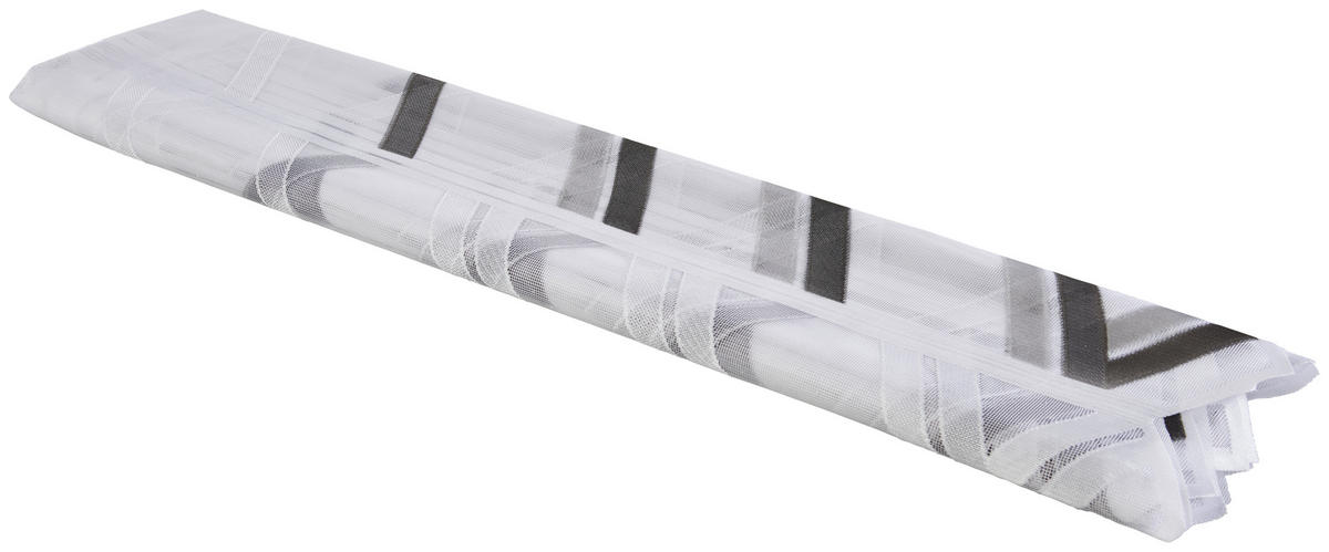 Scheibengardinen-Meterware weiß H: ca. 90 cm Scheibengardine - weiß/schwarz (90,00cm)