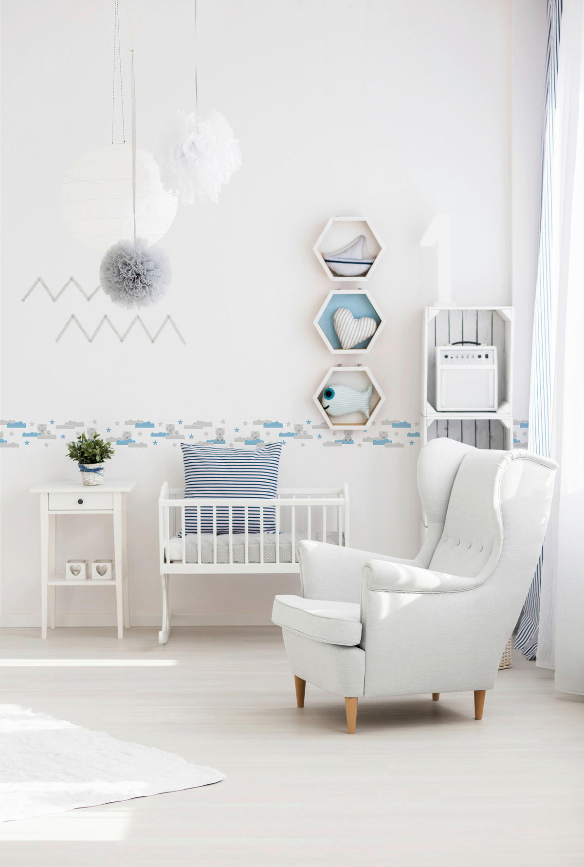 A.S.Creation Bordüre blau grau B/H/D: ca. 15,5x500x5,7 cm Bordüre_selbstklebend - blau/grau (5,70/500,00cm) - A.S.Creation