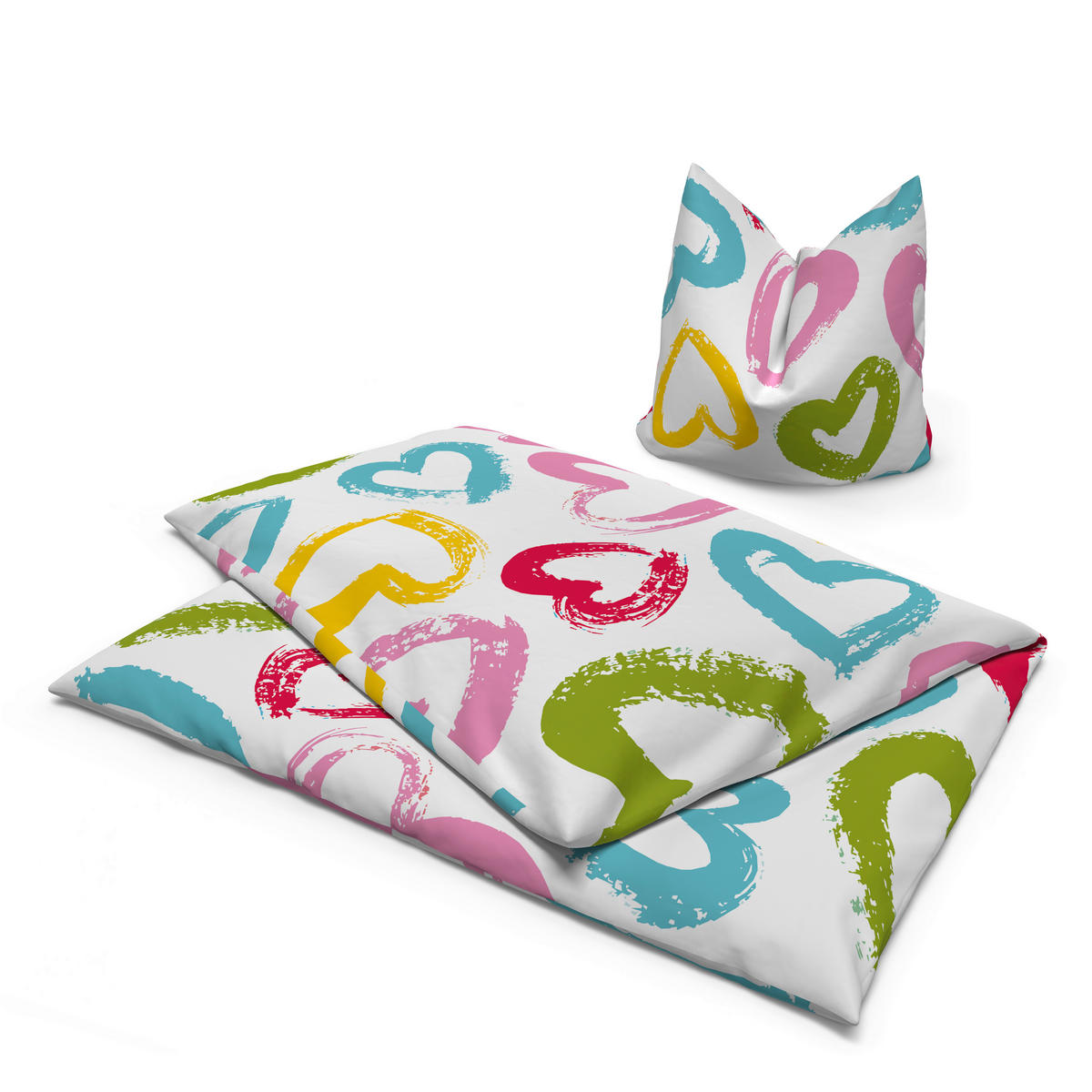 Microfaser Bettwäsche Jugendbettwäsche Herzen - multicolor (135,00/200,00cm)