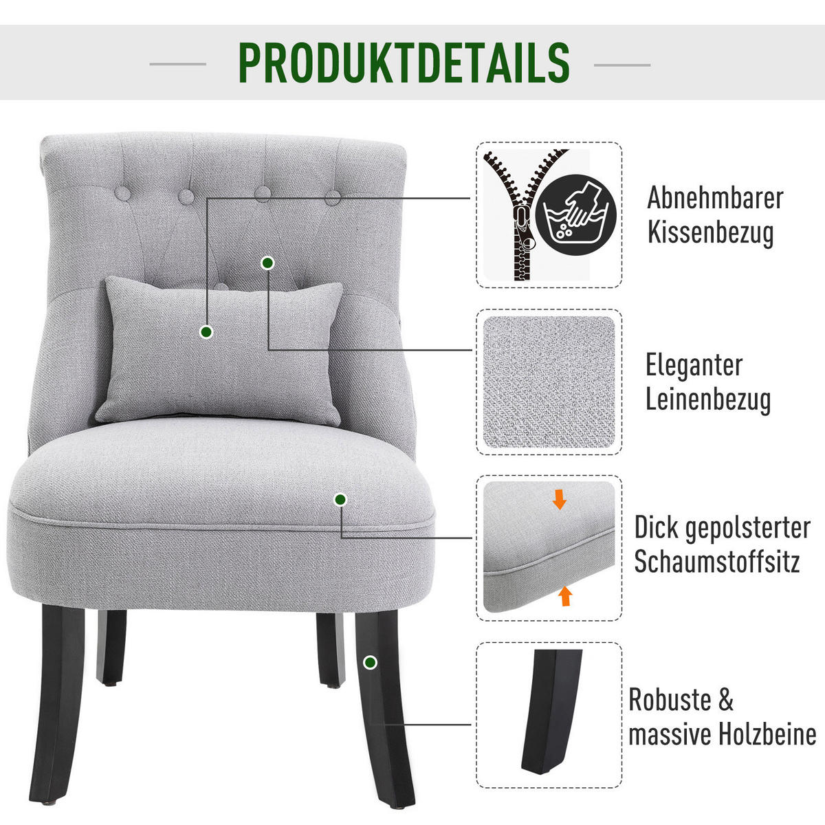 HOMCOM Relaxsessel 833-727GY B/H/T: ca. 52,5x77x69 cm 833-727GY - (52,50/77,00/69,00cm) - HOMCOM