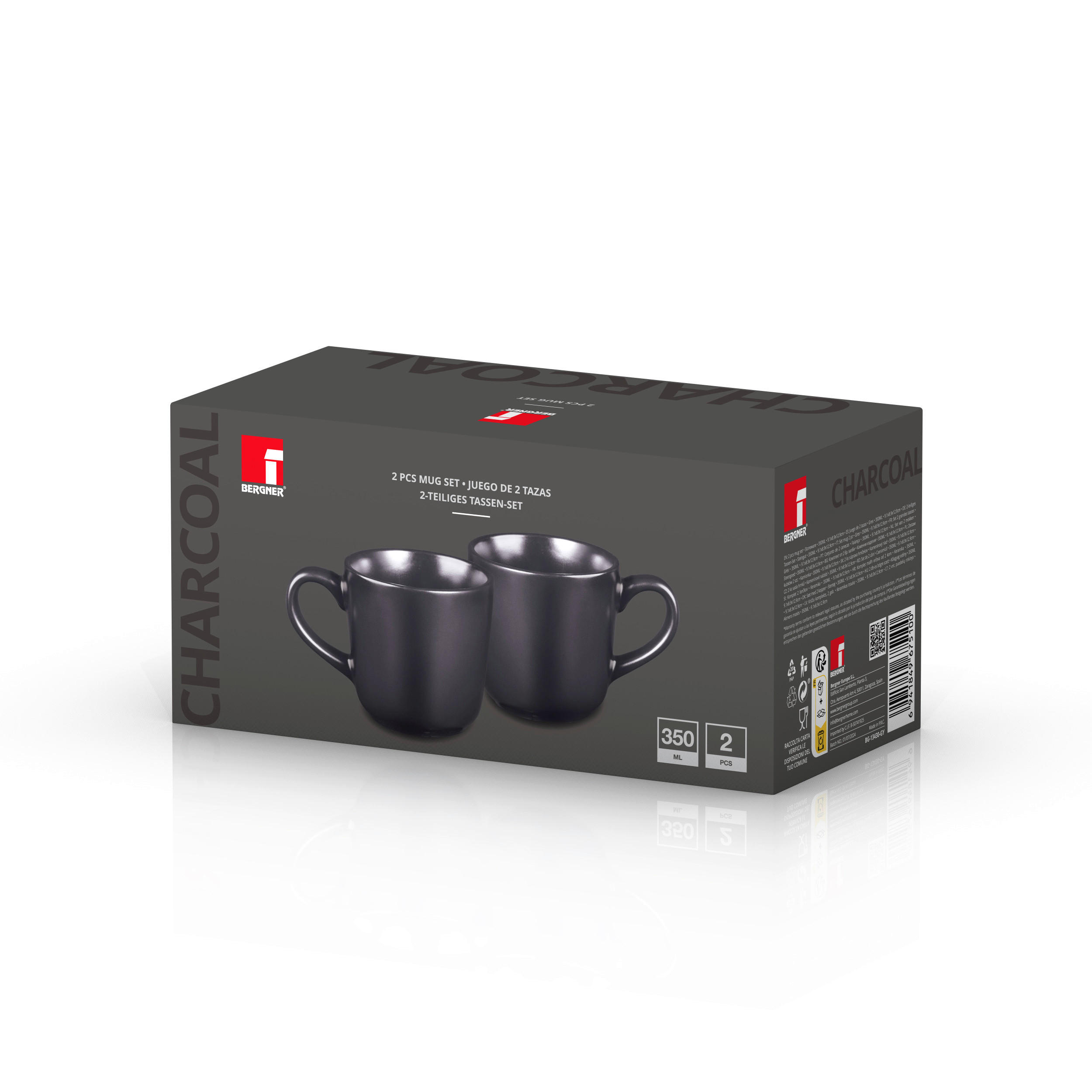 BERGNER Becherset CHARCOAL schwarz Steingut 2 tlg. CHARCOAL - schwarz (19,70/10,00/9,60cm) - BERGNER
