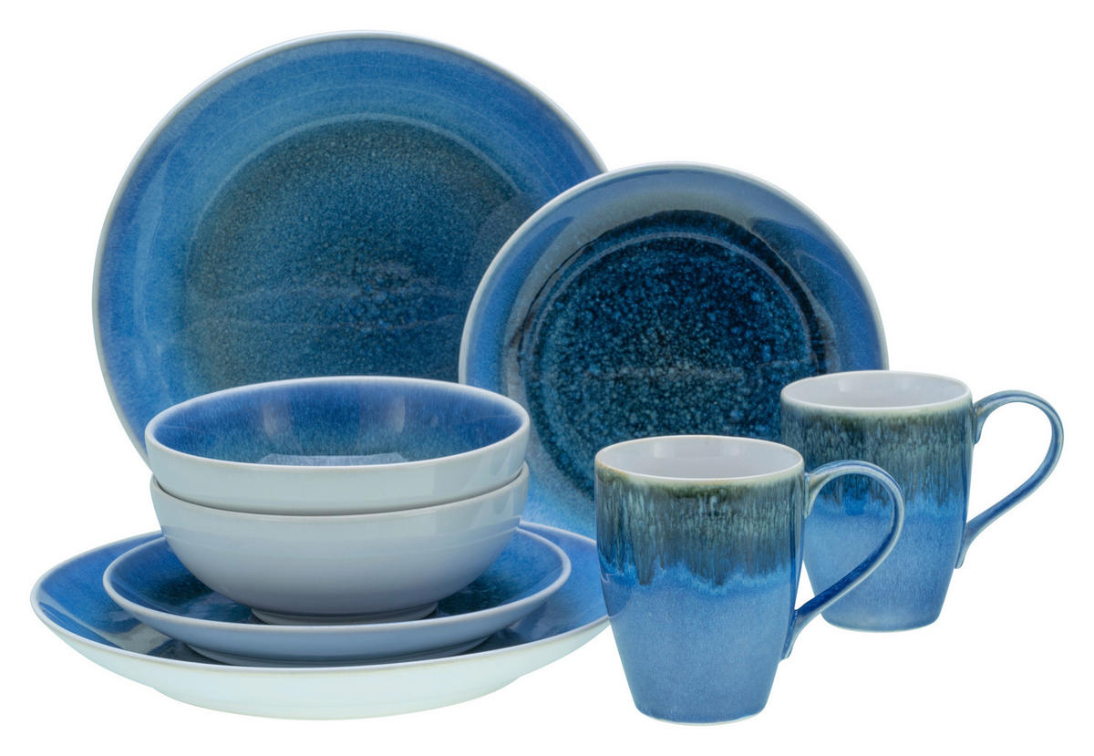 CreaTable Kombiservice Caldera blau Steinzeug 8 tlg. Caldera - blau - CreaTable
