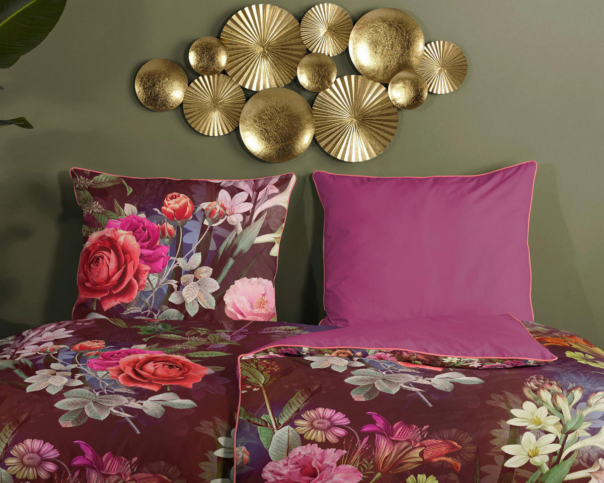 Baumwoll Bettwäsche Simone Satin Simone - bordeaux (155,00/220,00cm) - Descanso