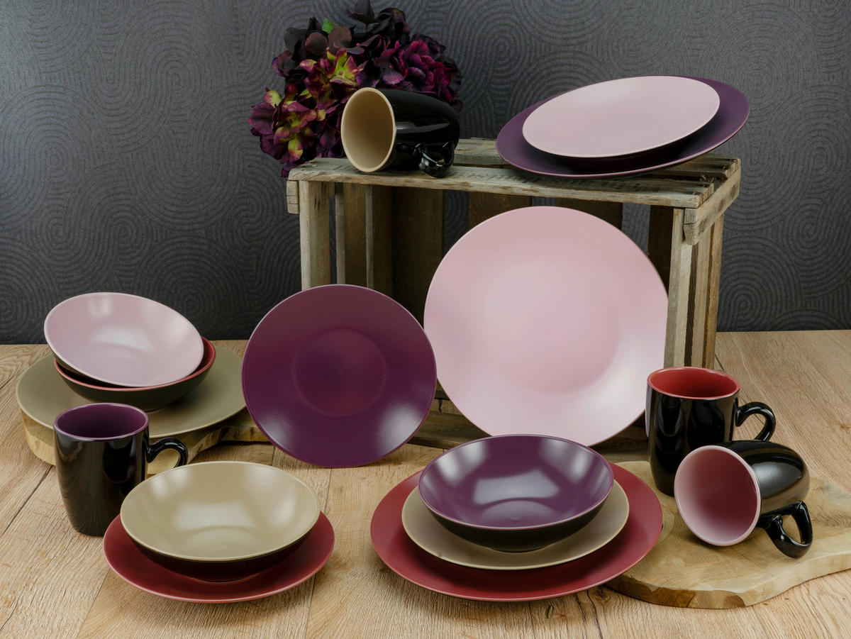 CreaTable Kombiservice Very BERRY multicolor Steinzeug 16 tlg. Very BERRY - multicolor - CreaTable