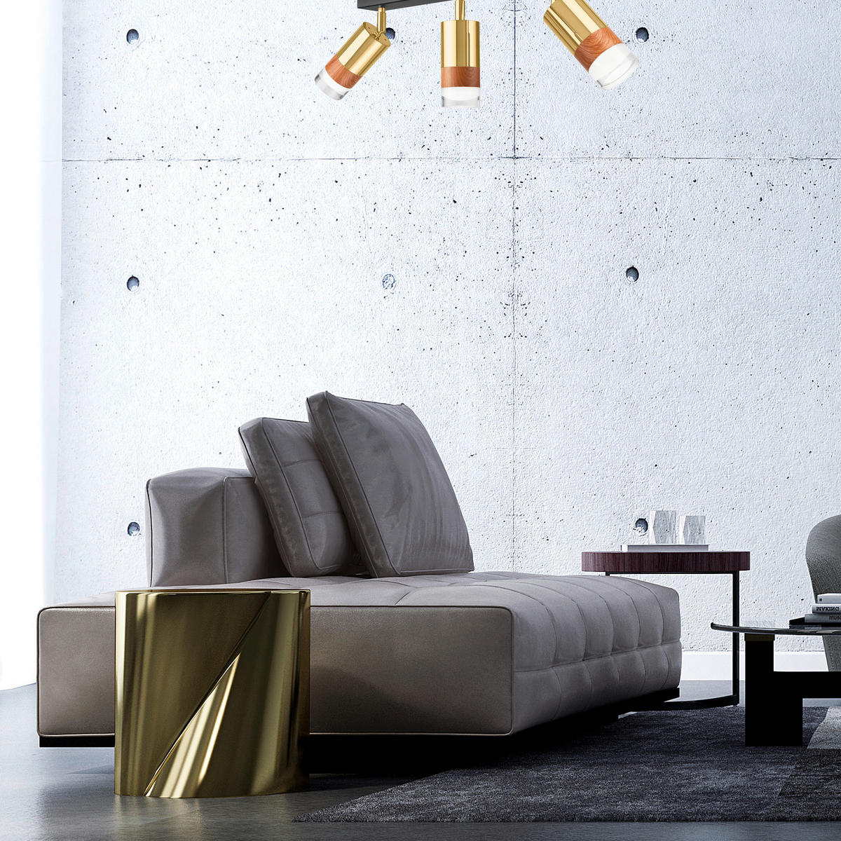 Lamkur Deckenleuchte gold Stahl Glas B/H/L: ca. 8x19x45 cm 3 Brennstellen AURORA - gold (45,00/8,00/19,00cm) - Lamkur