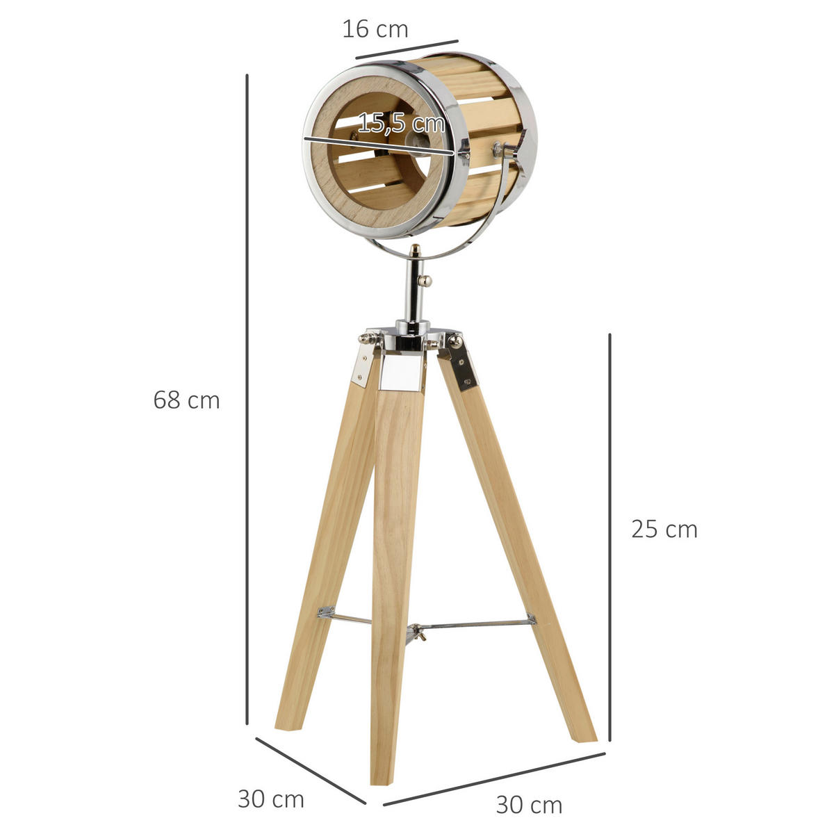 HOMCOM Tischleuchte Tischleuchte B31-383 - natur/silber (30,00/68,00/30,00cm) - HOMCOM