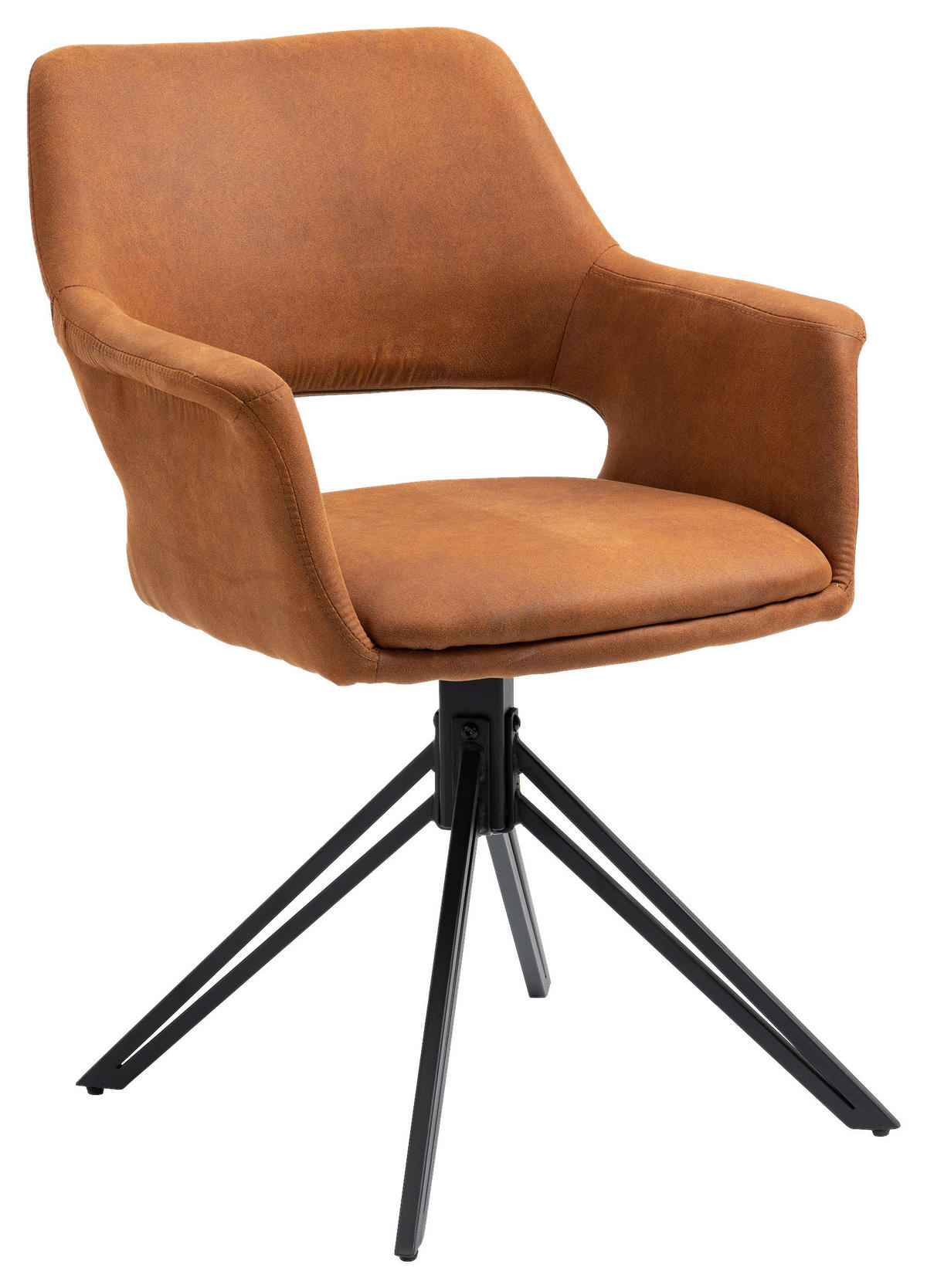 Stuhl ESTELLE  2er-Set braun Vintage schwarz Stoff Metall B/H/T: ca. 57x84x61 cm ESTELLE  2er-Set - braun/schwarz (57,00/84,00/61,00cm) - byLIVING