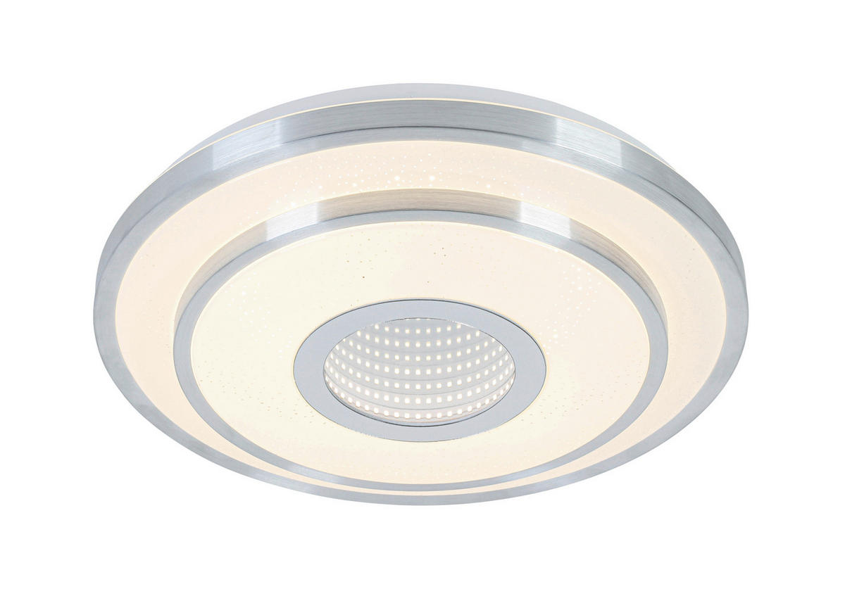 Nolo LED Deckenleuchte Chrom weiß Kunststoff Metall B/H/L: ca. 38x7,5x38 cm null 2 Brennstellen LED-Deckenleuchte_Nici - weiß/Chrom (38,00/38,00/7,50cm) - Nolo