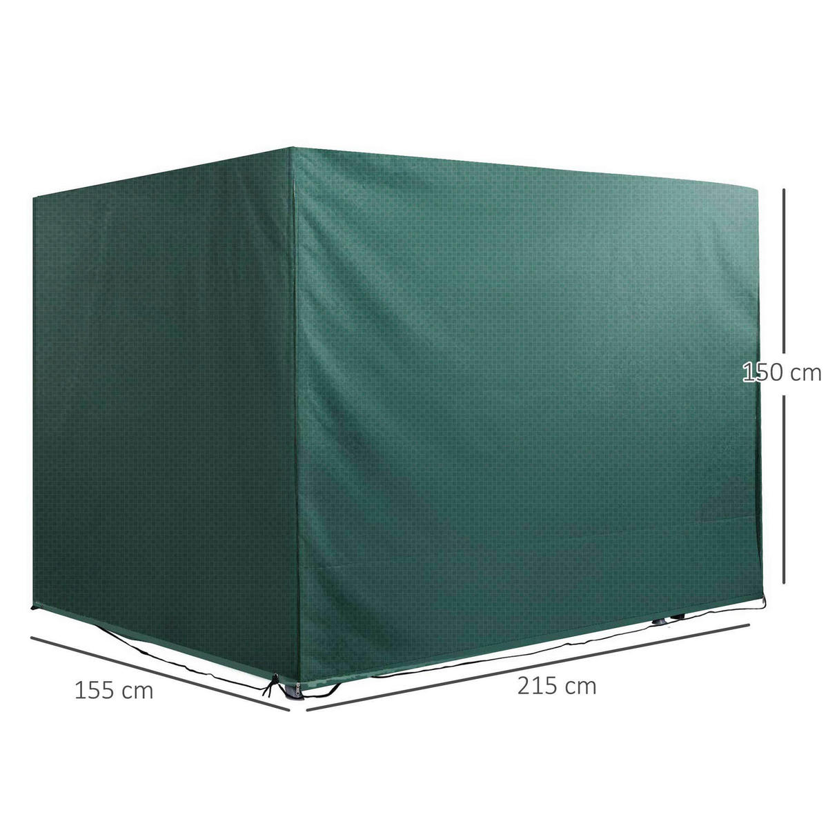 Outsunny Abdeckhaube grün Kunststoff B/H/L: ca. 155x150x215 cm Abdeckhaube_für_Gartenmöbel - grün (215,00/155,00/150,00cm) - Outsunny