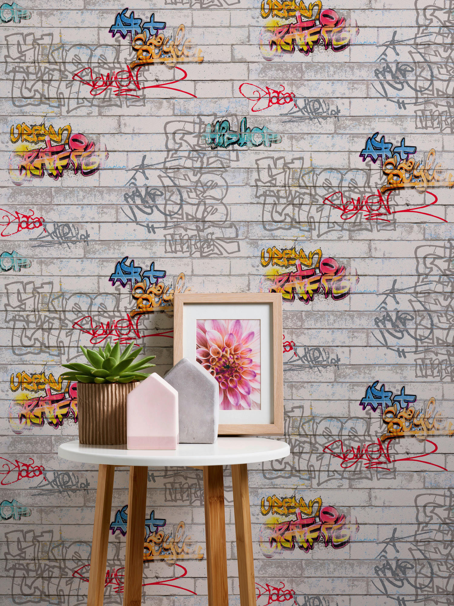 Papiertapete Graffiti weiß bunt B/L: ca. 53x1005 cm Papiertapete_93561-1 - weiß/bunt (53,00/1005,00cm)