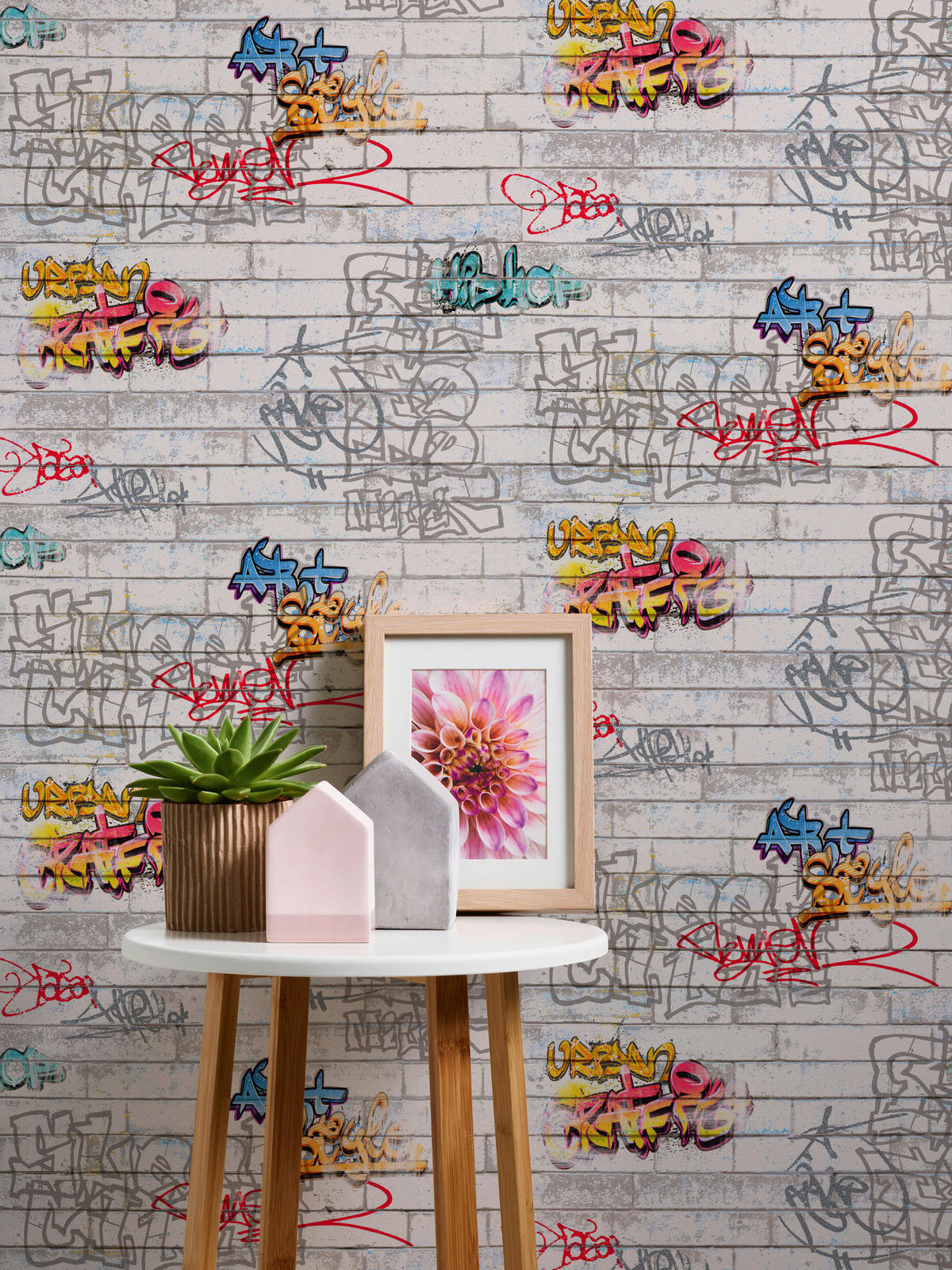 Papiertapete Graffiti weiß bunt B/L: ca. 53x1005 cm Papiertapete_93561-1 - weiß/bunt (53,00/1005,00cm)