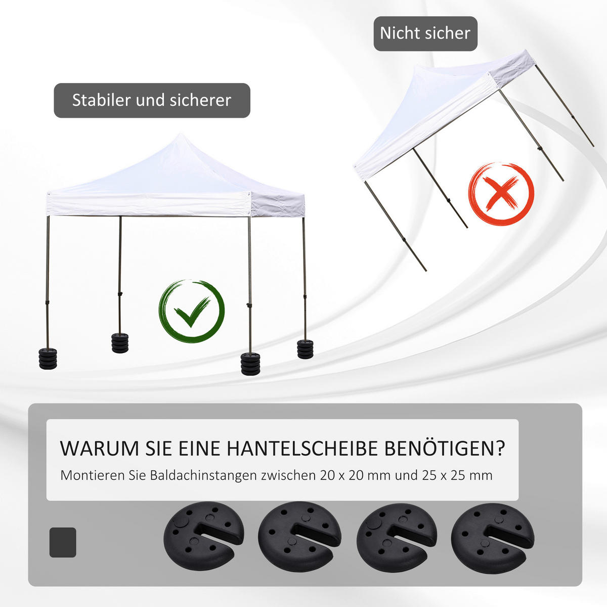 Outsunny Gewichte für Pavillon Gewichte_für_Pavillon - schwarz (25,00/6,00cm) - Outsunny