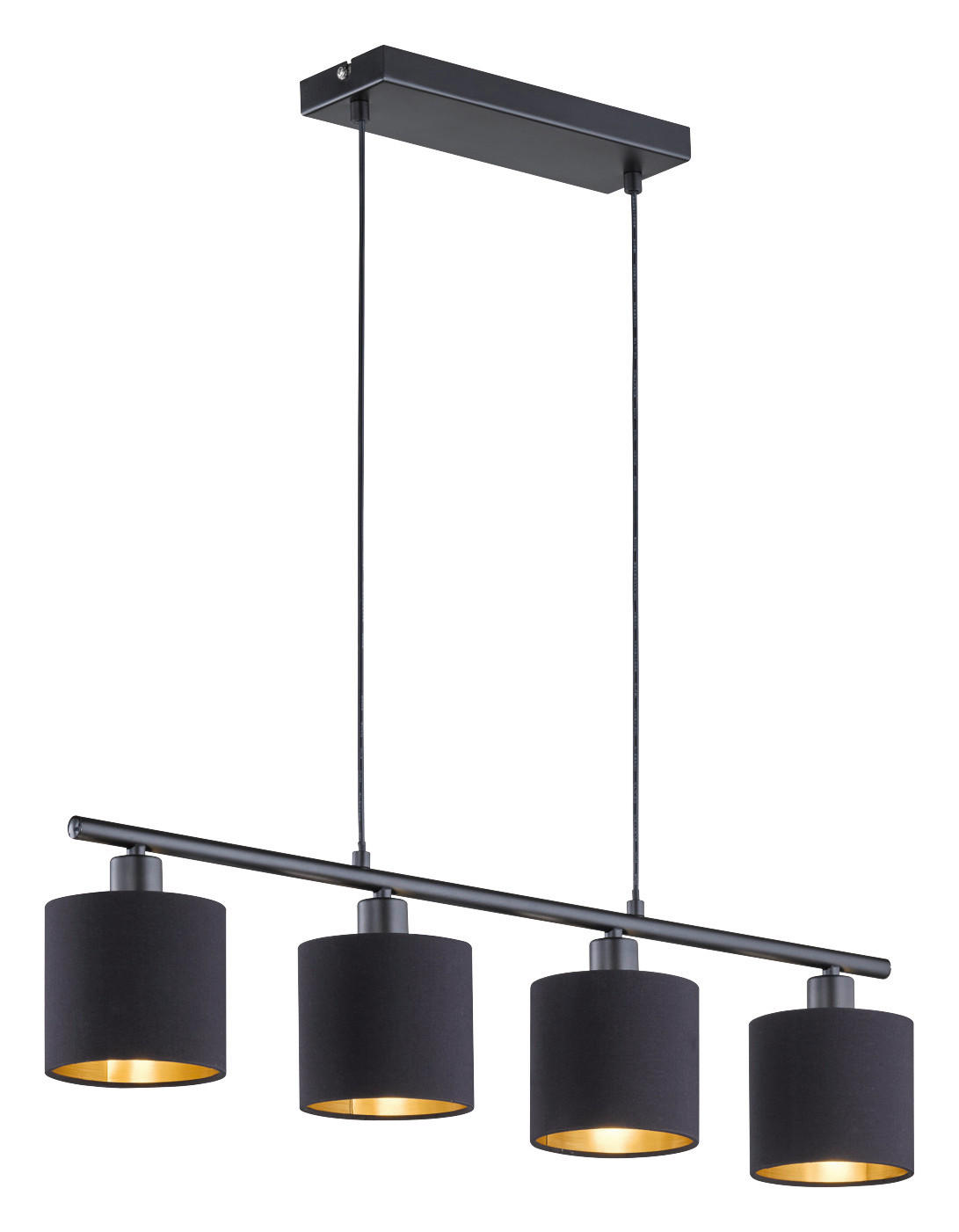 Reality Pendelleuchte R30334079 schwarz mattschwarz Metall Stoff B/H: ca. 75x150 cm E14 4 Brennstellen Pendelleuchte_Tommy - schwarz/mattschwarz (75,00/150,00cm) - Reality