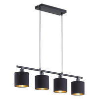 Reality Pendelleuchte R30334079 schwarz mattschwarz Metall Stoff B/H: ca. 75x150 cm E14 4 Brennstellen Pendelleuchte_Tommy - schwarz/mattschwarz (75,00/150,00cm) - Reality