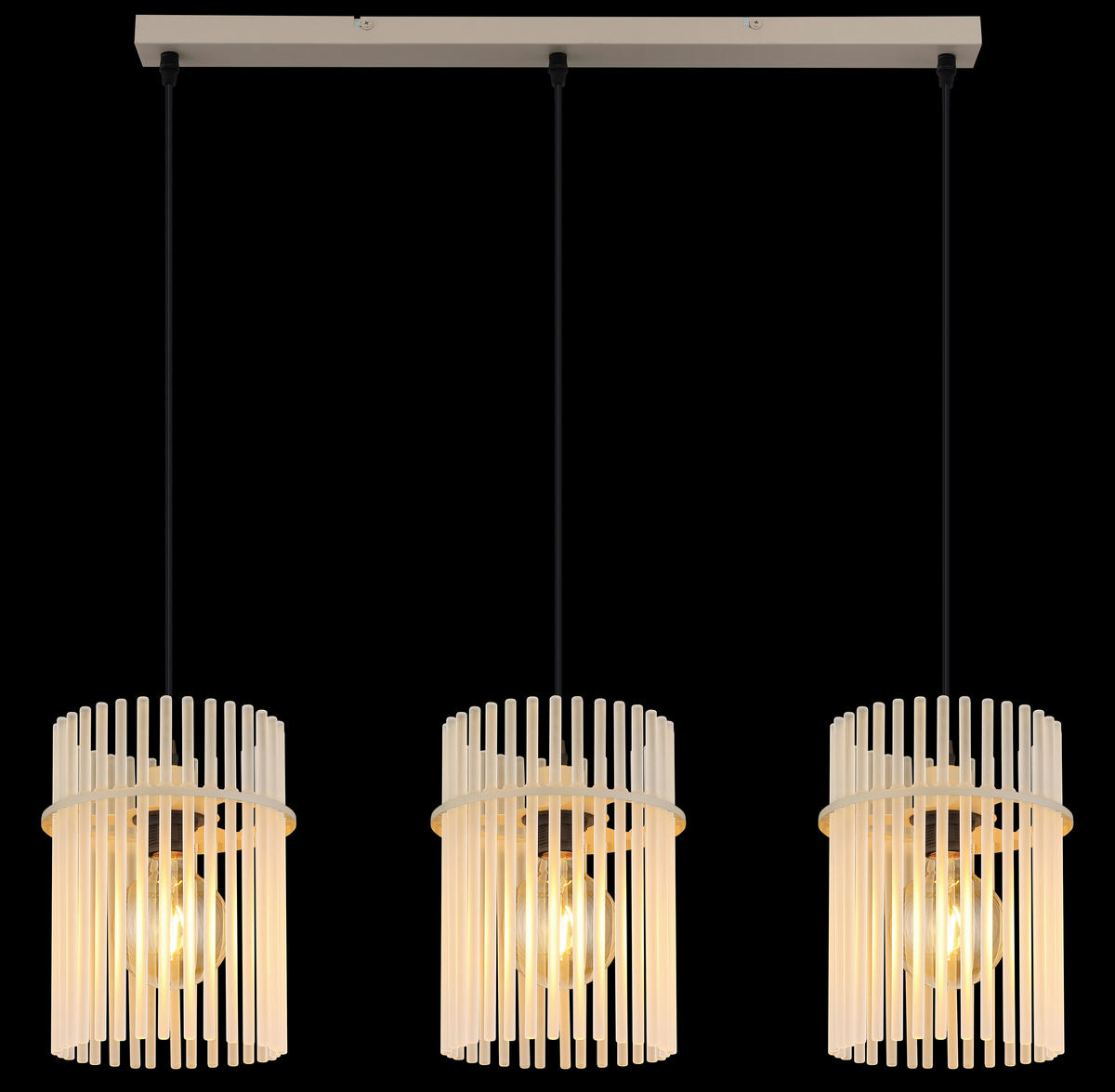 GLOBO Pendelleuchte sand Metall Glas B/H/T: ca. 80x140x20 cm E27 3 Brennstellen Hängeleuchte_Gorley - sand (80,00/140,00/20,00cm) - GLOBO