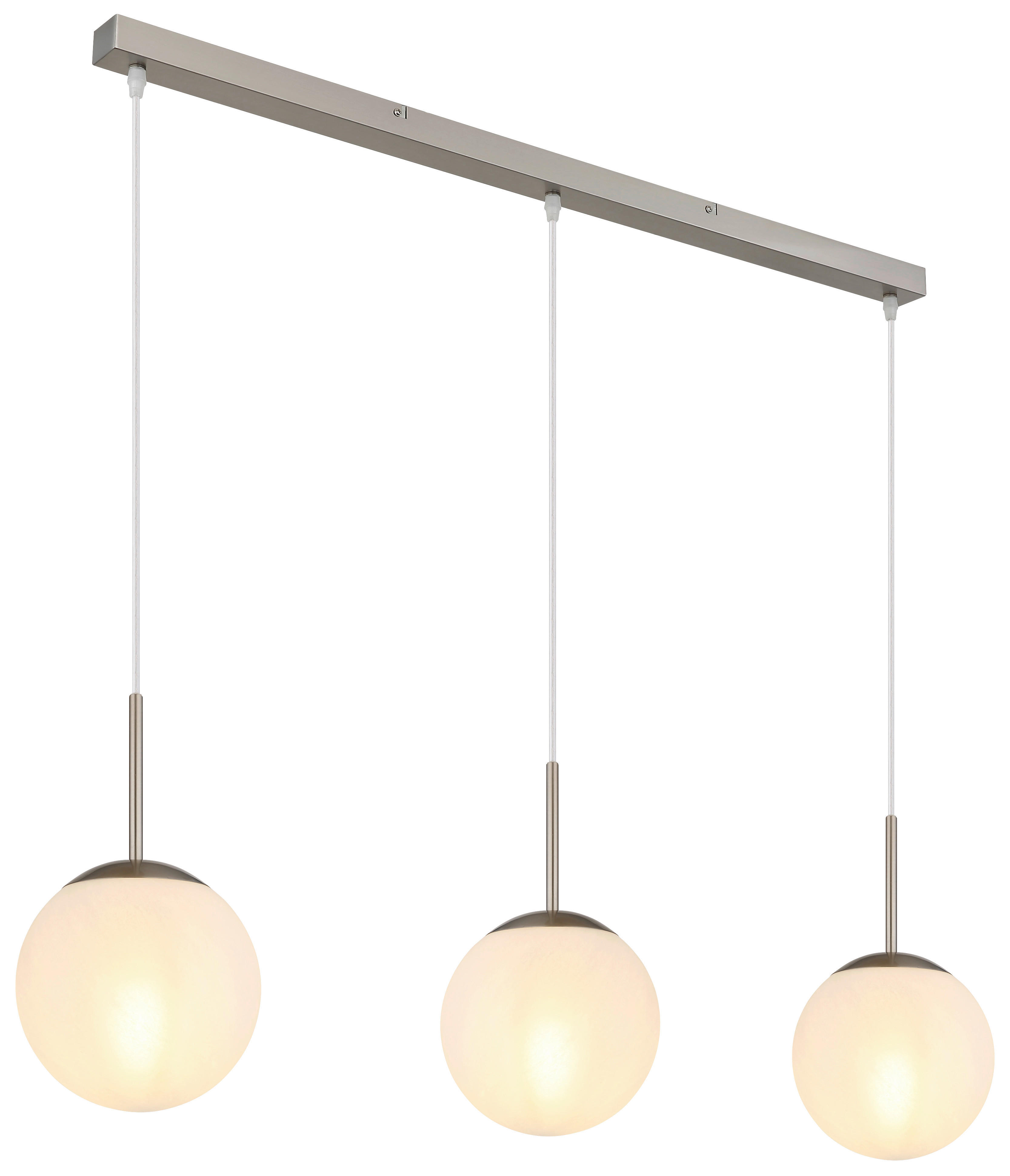 GLOBO Pendelleuchte KOP 30520301 nickel Opal klar Glas Metall B/H/L: ca. 104x120x20 cm E27 3 Brennstellen KOP - klar/nickel (20,00/104,00/120,00cm) - GLOBO