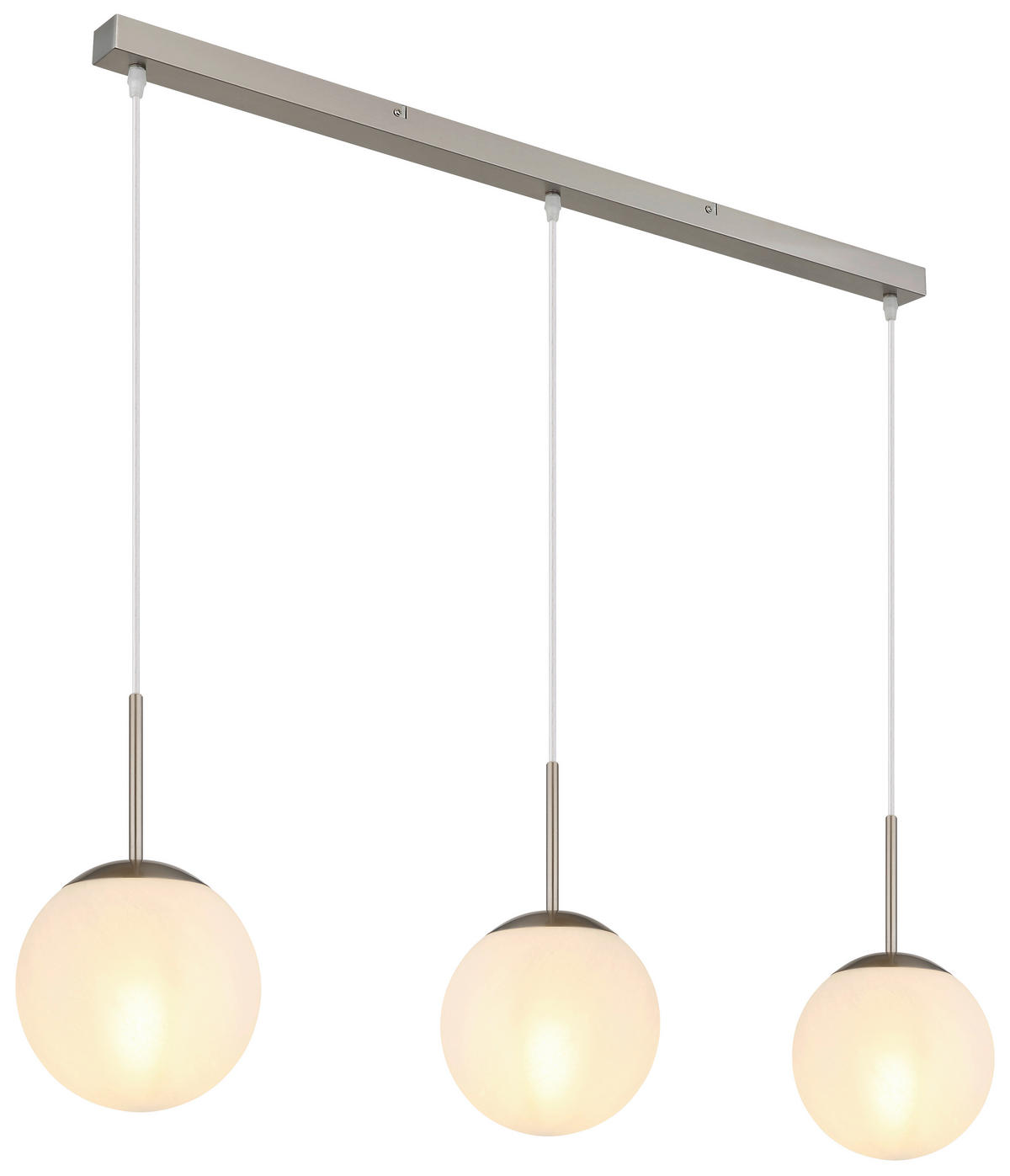 GLOBO Pendelleuchte KOP 30520301 nickel Opal klar Glas Metall B/H/L: ca. 104x120x20 cm E27 3 Brennstellen KOP - klar/nickel (20,00/104,00/120,00cm) - GLOBO