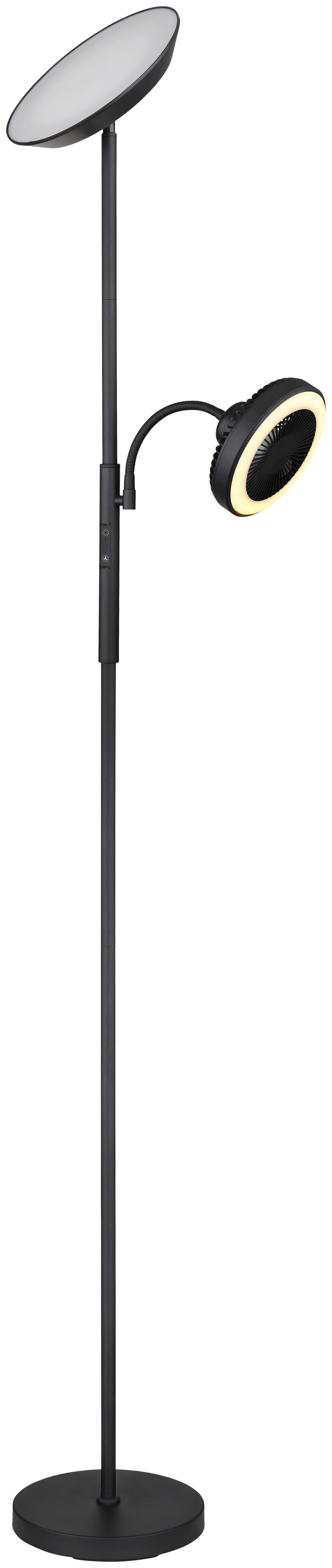 GLOBO Deckenfluter mattschwarz Chrom Metall Kunststoff B/H/T: ca. 25x178x33,7 cm DAVYD - Chrom/mattschwarz (25,00/178,00/33,70cm) - GLOBO