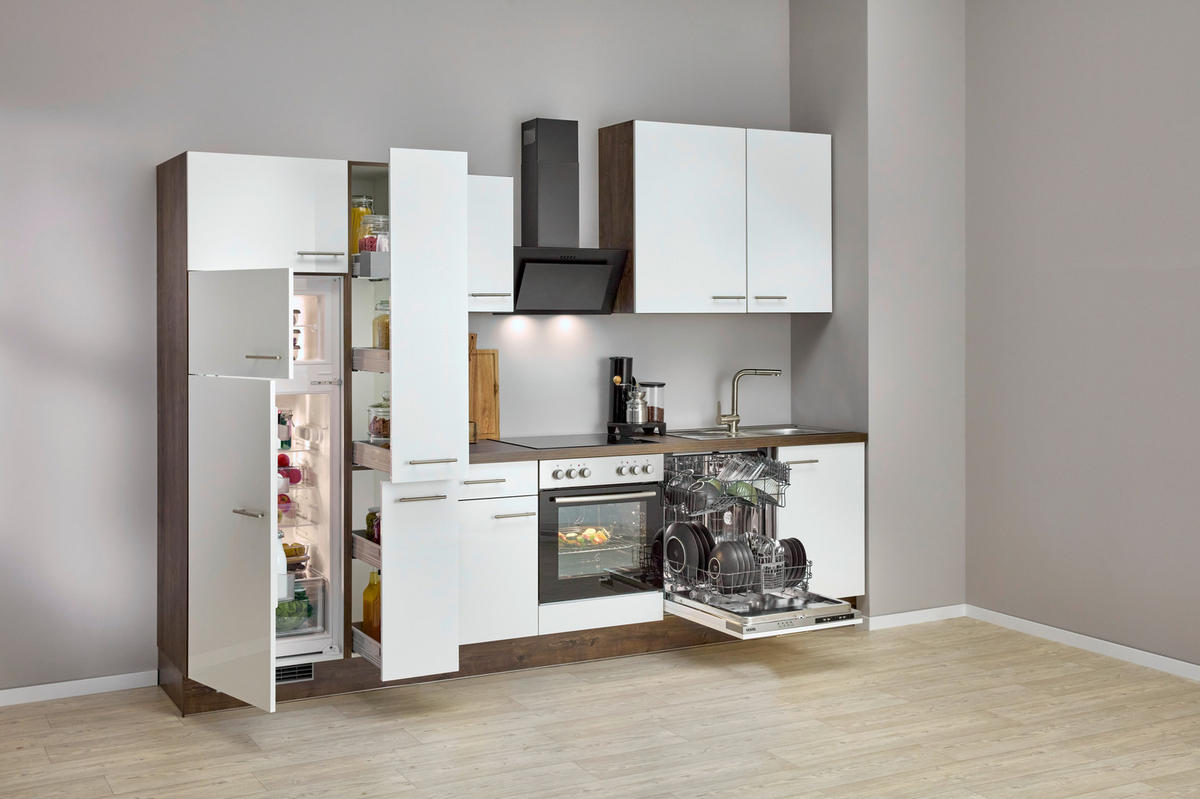 Impuls Küchenblock IP4050 weiß Hochglanz B/T: ca. 310x60 cm IP4050 - Eiche/weiß (310,00/60,00cm) - Impuls