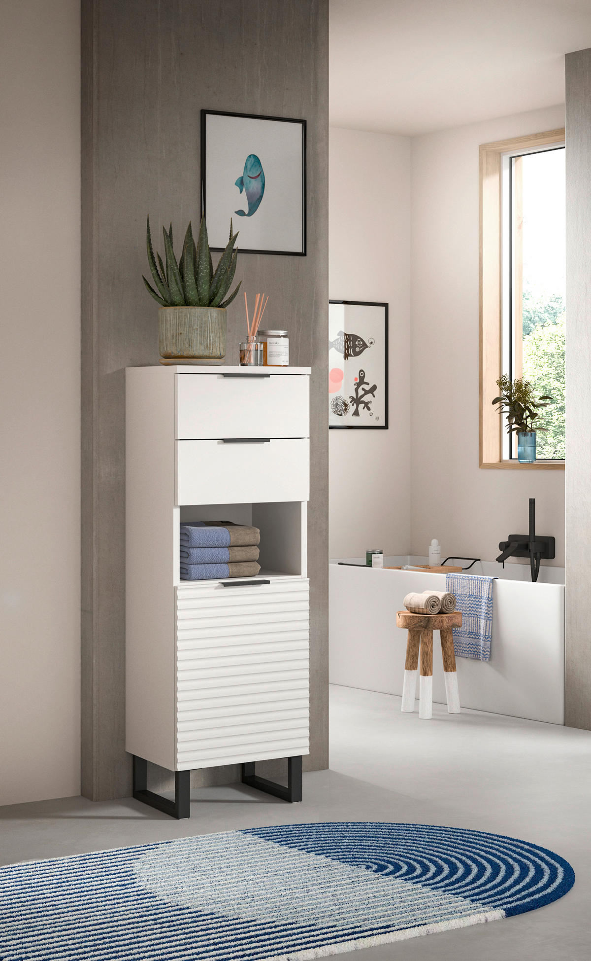Schrank Riff weiß B/H/T: ca. 35x110x34 cm Riff - weiß (35,00/110,00/34,00cm) - xonox.home