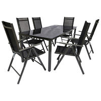 VCM Gartensitzgruppe schwarz Aluminium B/H/T: ca. 189x76x90 cm Gartensitz-Essgruppe_7tlg. - schwarz (189,00/76,00/90,00cm) - VCM