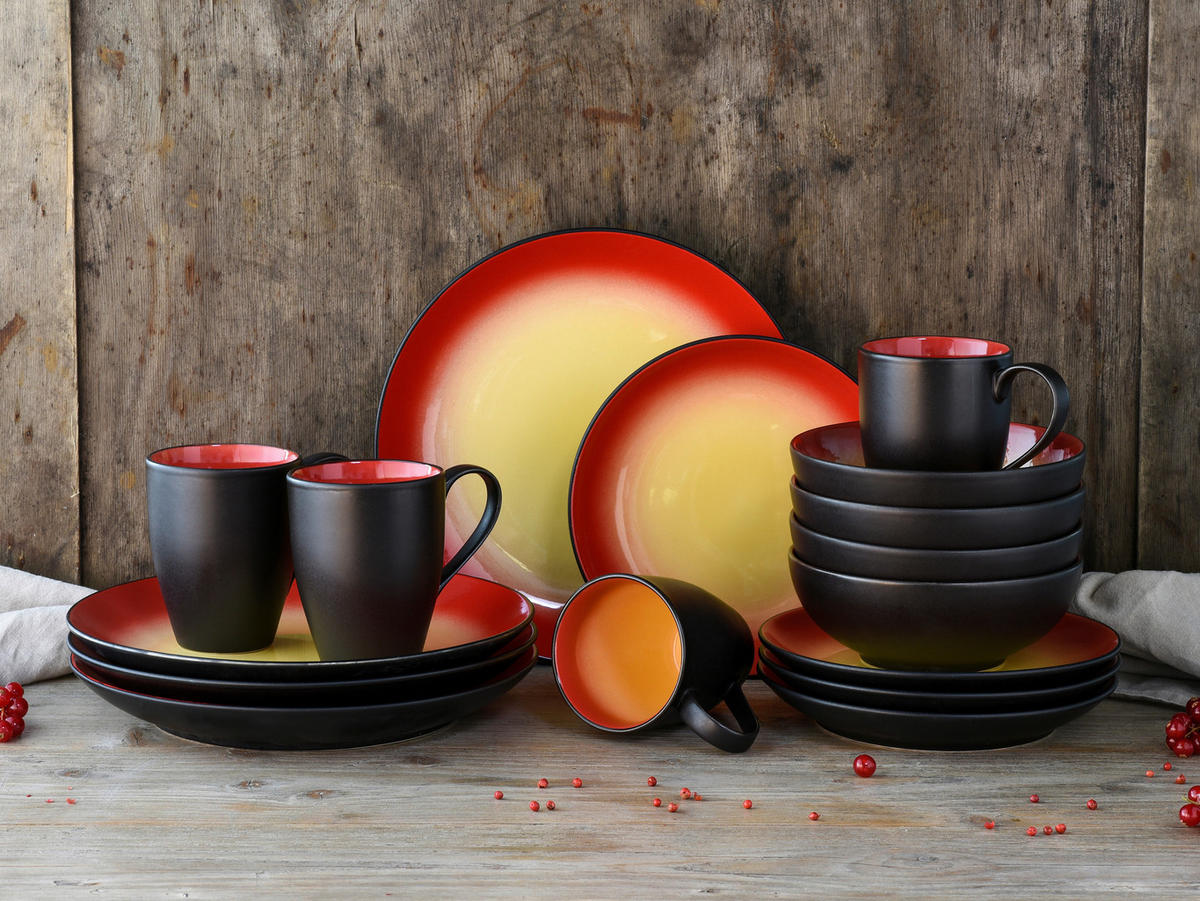 CreaTable Kombiservice HOT RED rot Steinzeug 16 tlg. HOT RED - rot - CreaTable