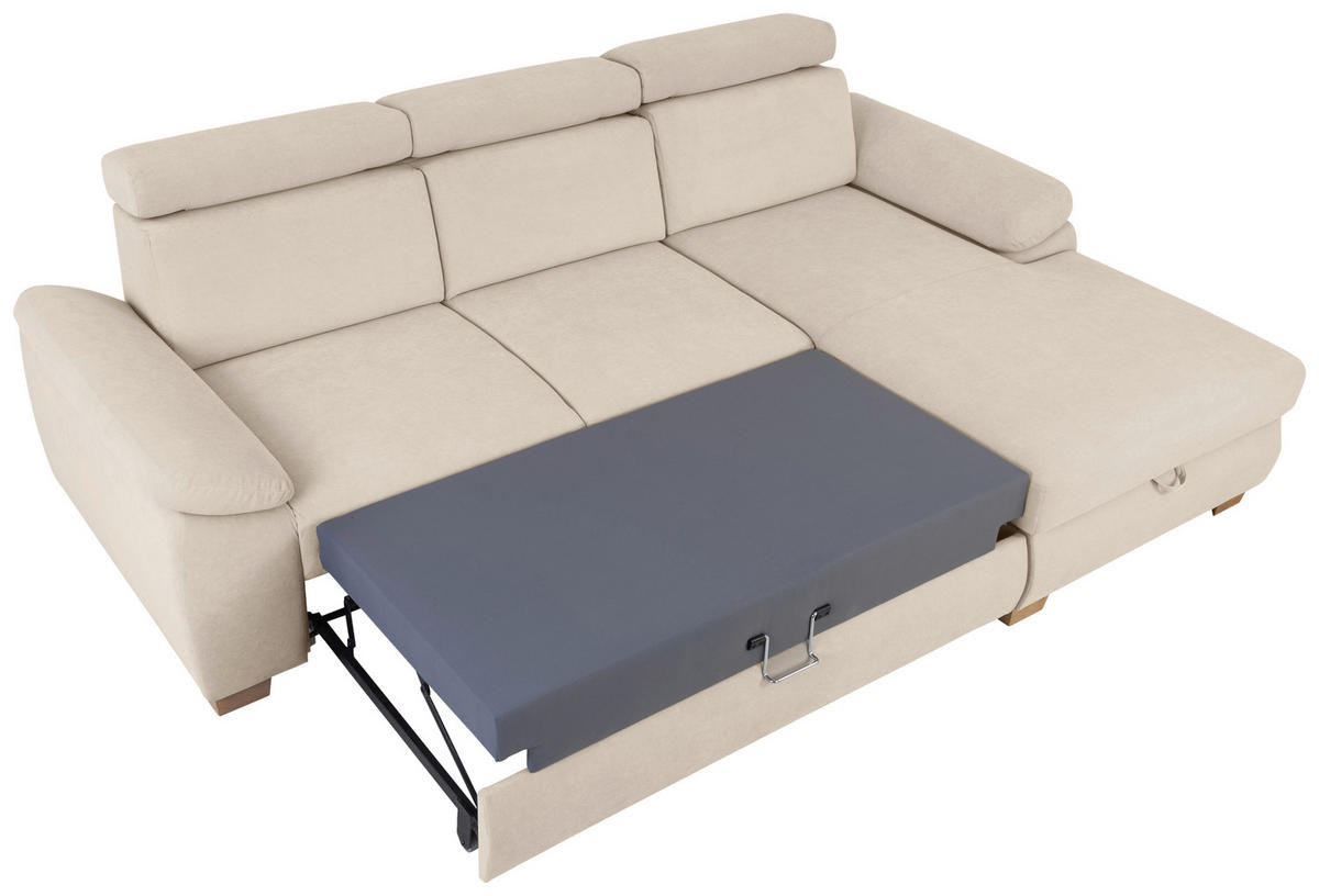 Ecksofa Aguda beige Microfaser B/H/T: ca. 269x102x175 cm Aguda - beige/buche (269,00/102,00/175,00cm)
