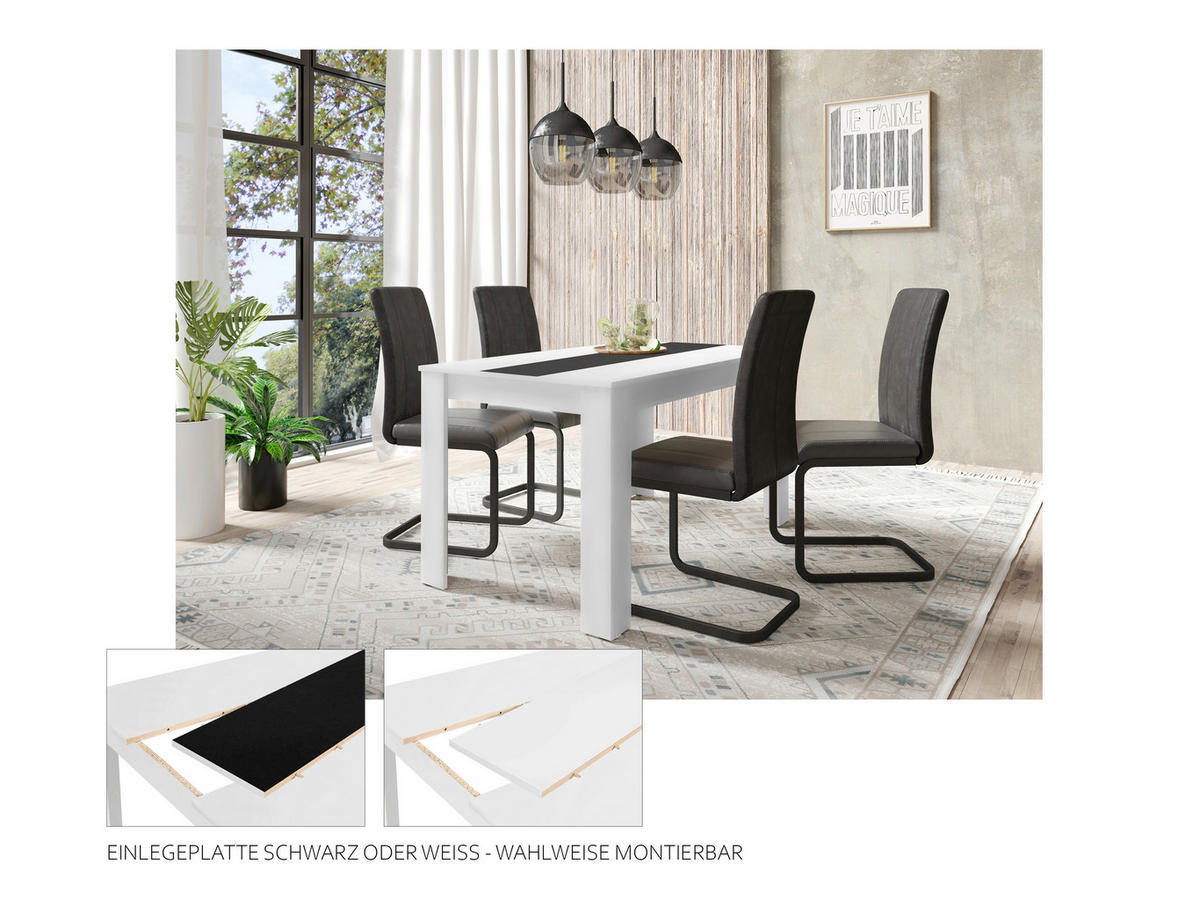 Tisch NORI weiß schwarz B/H/T: ca. 140x75x80 cm NORI - weiß/schwarz (140,00/75,00/80,00cm) - byLIVING