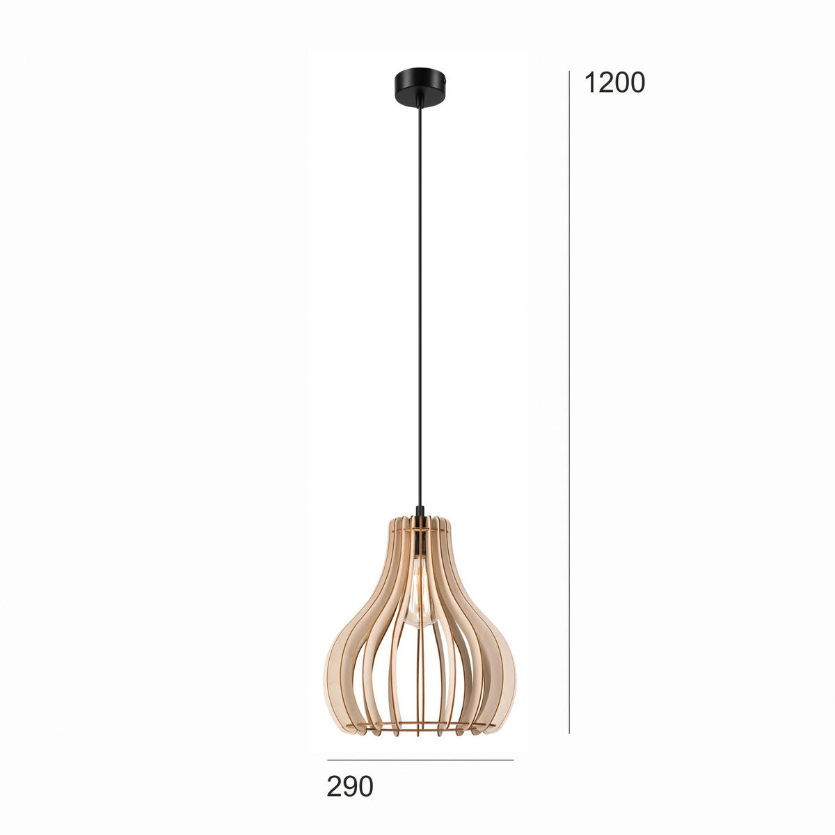 Lamkur Pendelleuchte TUCCI 50126 buche Buche H/L: ca. 120x29 cm E27 1 Brennstellen Tucci - buche (29,00cm) - Lamkur