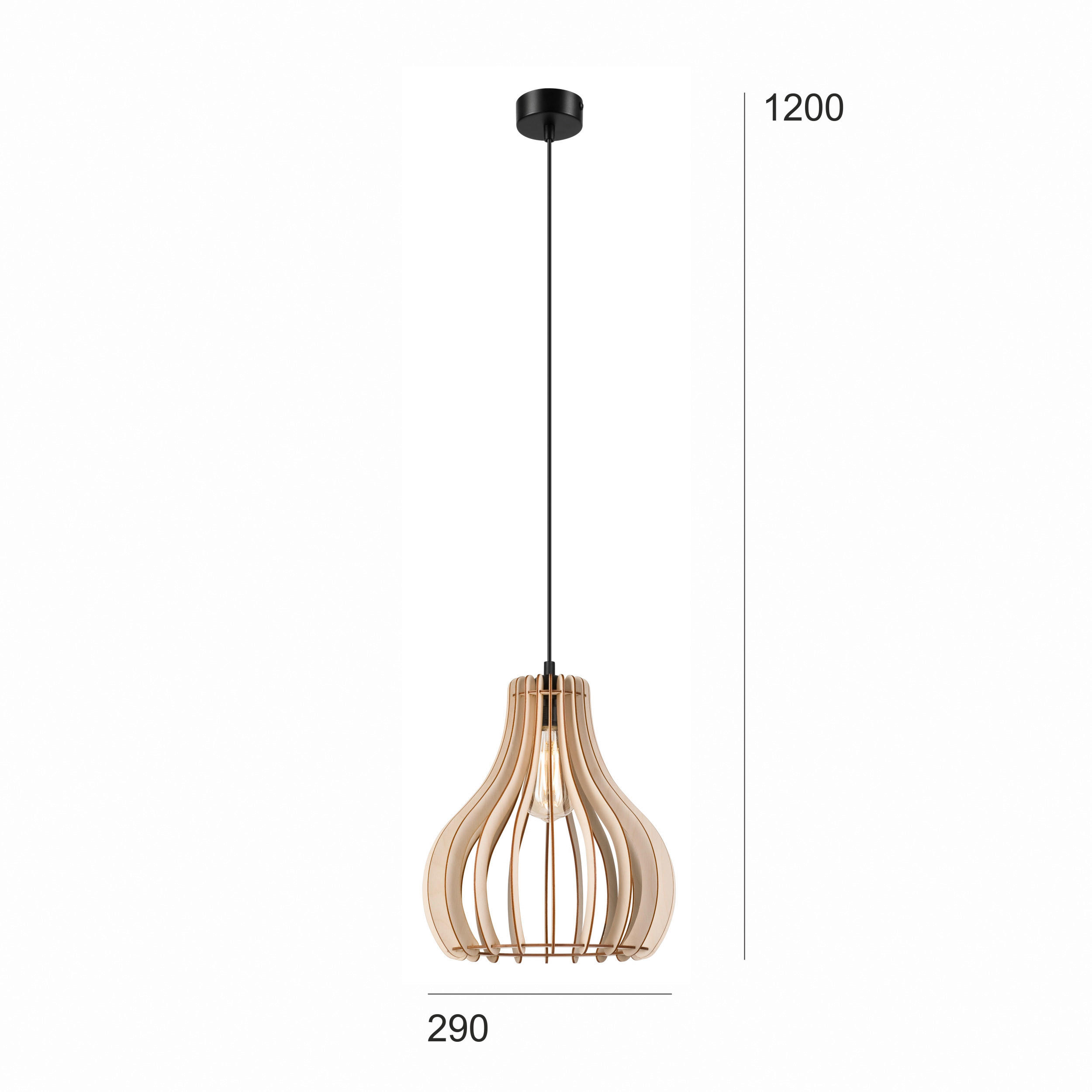 Thumbnail - Lamkur Pendelleuchte TUCCI 50126 buche Buche H/L: ca. 120x29 cm E27 1 Brennstellen