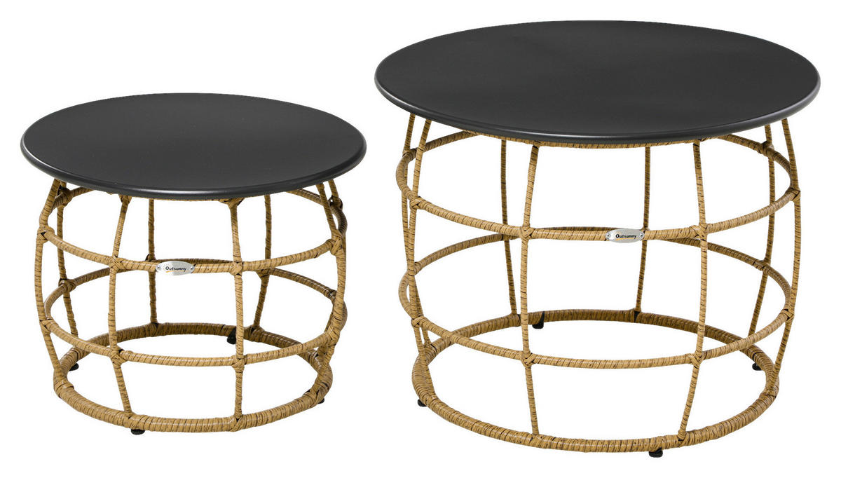 Outsunny Beistelltisch sand Polyrattan B/H/L: ca. 60x60x47 cm Rattan_Beistelltisch-Set - sand (47,00/60,00/60,00cm) - Outsunny