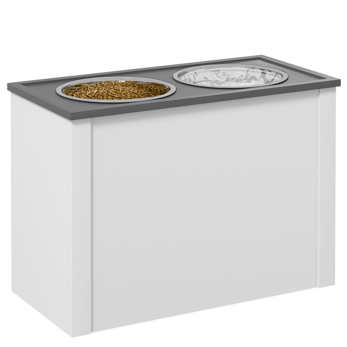 PawHut Futterstation weiß MDF B/H/L: ca. 30x42x60 cm Futterstation - weiß (60,00/30,00/42,00cm) - PawHut