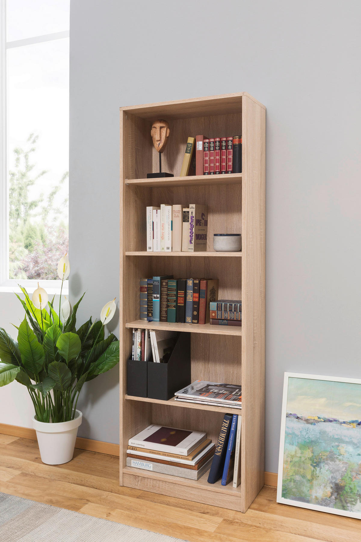 Regal Peggy 6 Eiche Sonoma Nachbildung B/H/T: ca. 58x168x28 cm Peggy 6 - Eiche (58,00/168,00/28,00cm)