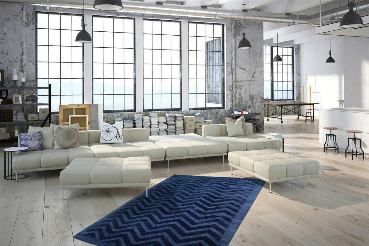 Kayoom Kurzflorteppich Luxury 410 marine B/H/L: ca. 80x0,8x150 cm Luxury 410 - marine (150,00/80,00/0,80cm) - Kayoom
