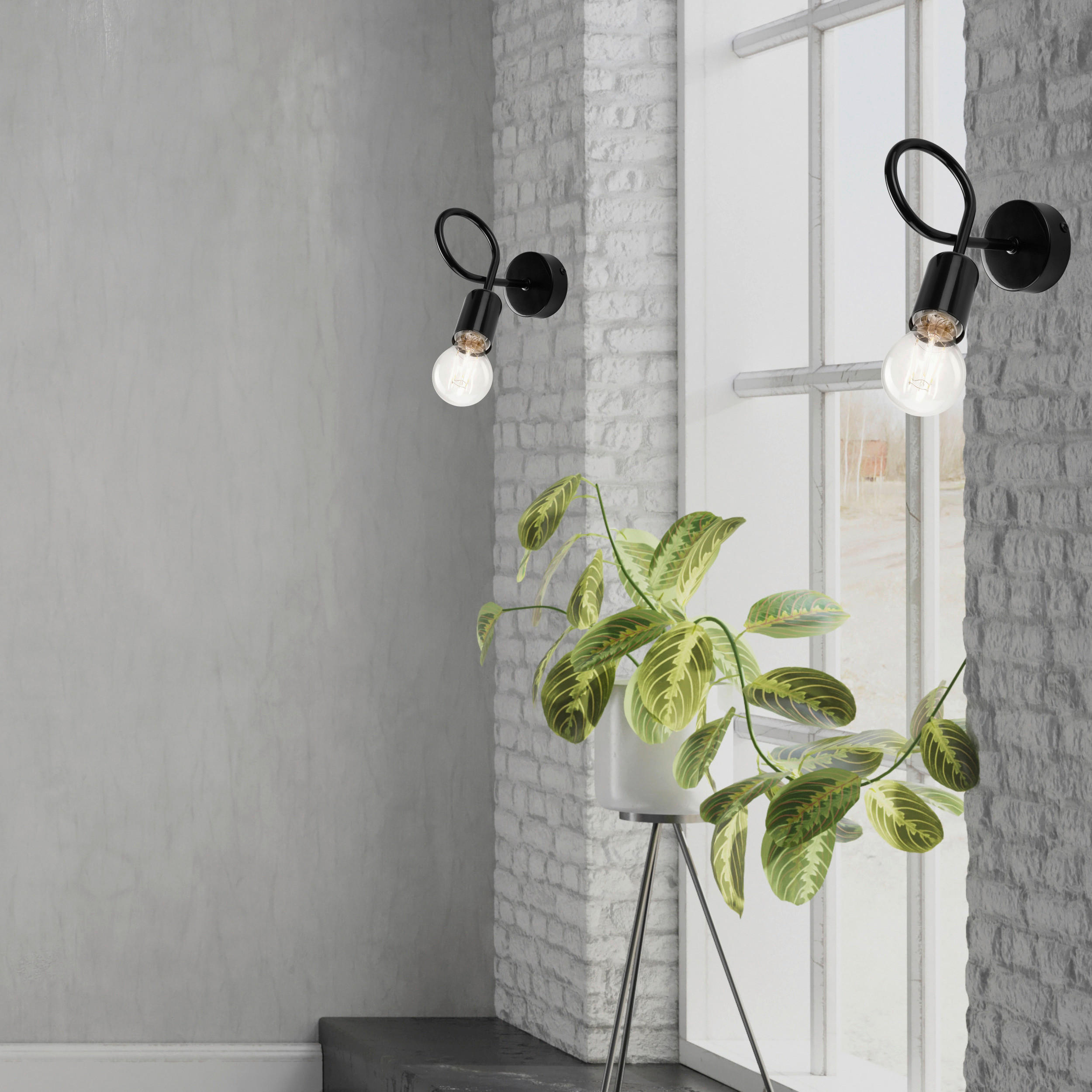 Lamkur Wandleuchte CAMILLA 36885 schwarz Stahl H/L: ca. 18x8 cm E27 1 Brennstellen Camilla - schwarz (8,00cm) - Lamkur