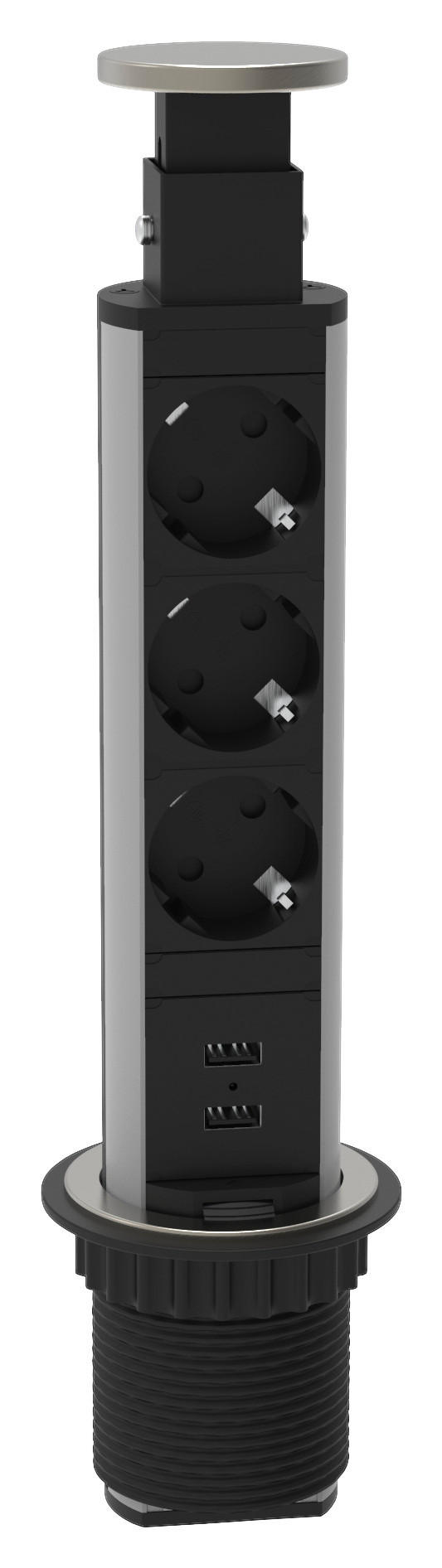 SCHÜTTE Steckdose 03073-E1 schwarz Alu Kunststoff Kunststoff B/H/T: ca. 11x10x36 cm 03073-E1 - schwarz/Alu (11,00/10,00/36,00cm) - Schütte