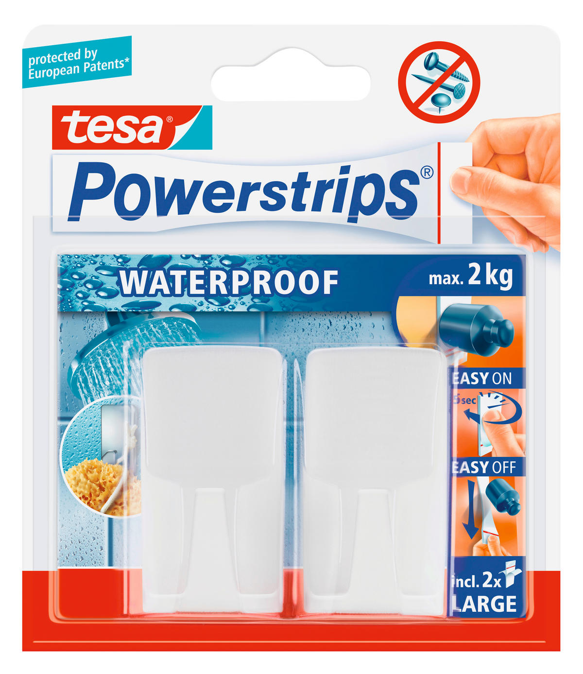 Powerstrips weiß Kunststoff Powerstrip_Waterproof_Haken_tesa - weiß - tesa