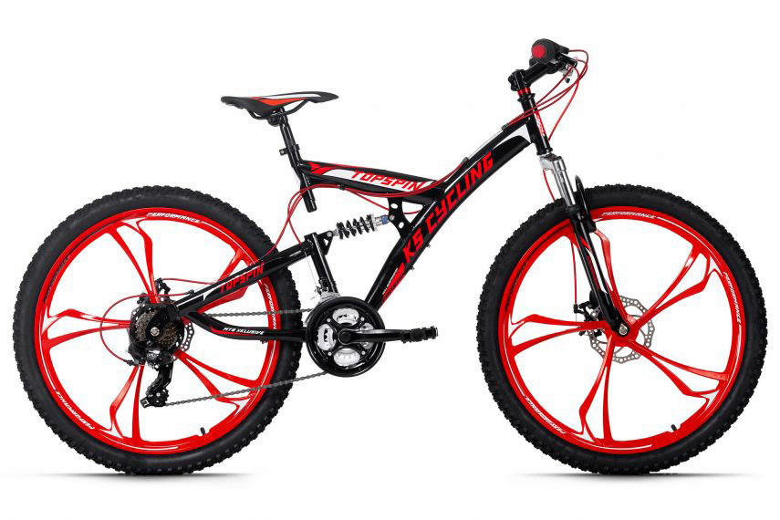 KS-Cycling Mountainbike Topspin Fully Topspin 26 Zoll Rahmenhöhe 51 cm 21 Gänge rot rot ca. 26 Zoll Topspin - rot/schwarz - KS-Cycling