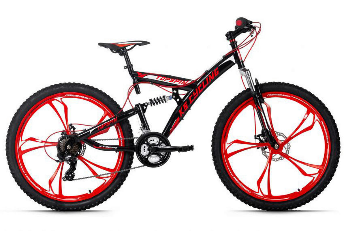 KS-Cycling Mountainbike Topspin Fully Topspin 26 Zoll Rahmenhöhe 51 cm 21 Gänge rot rot ca. 26 Zoll Topspin - rot/schwarz - KS-Cycling
