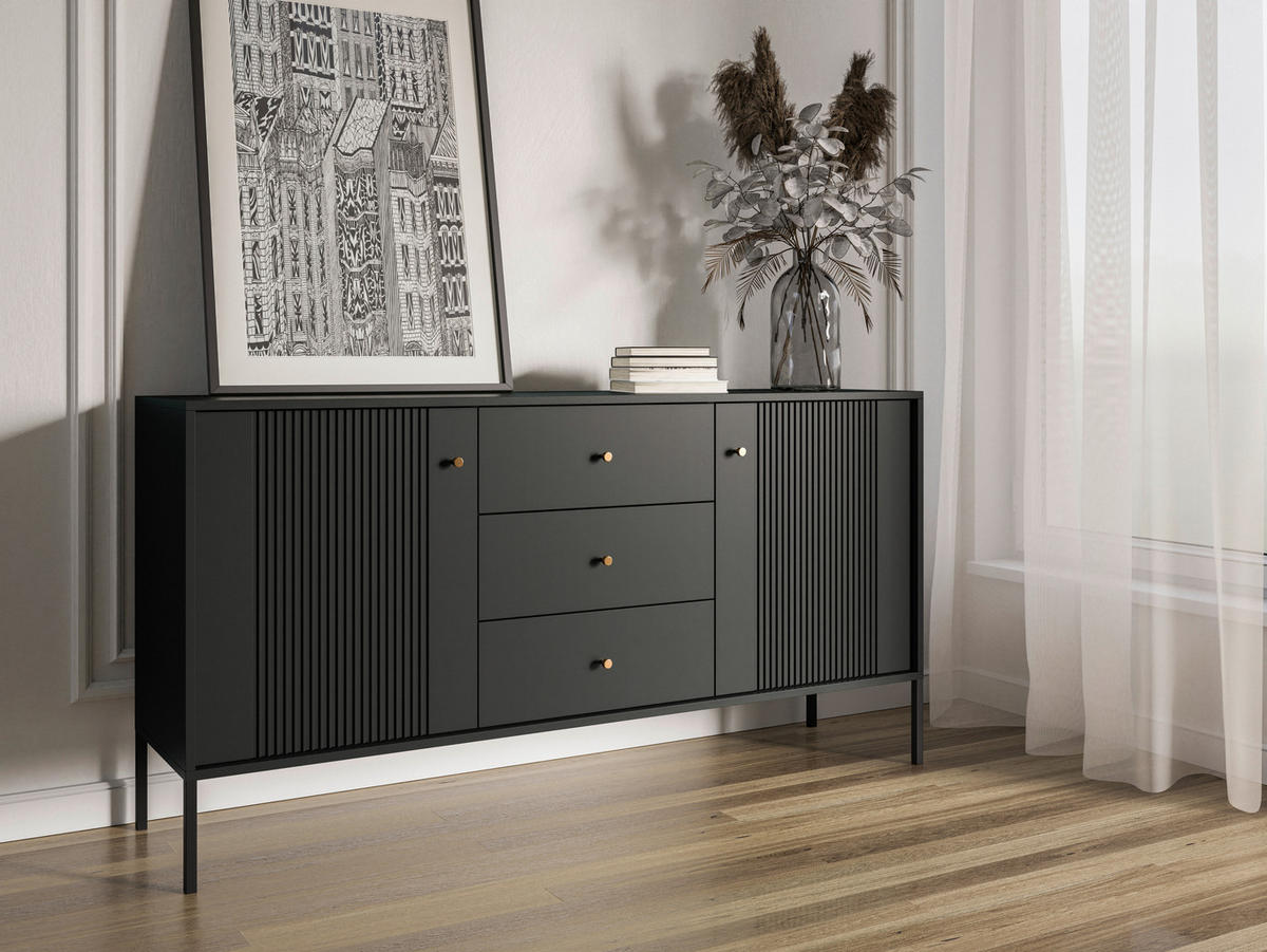 Kommode ISEO schwarz B/H/T: ca. 154,5x79x39 cm ISEO - schwarz (154,50/79,00/39,00cm) - WIPMEB