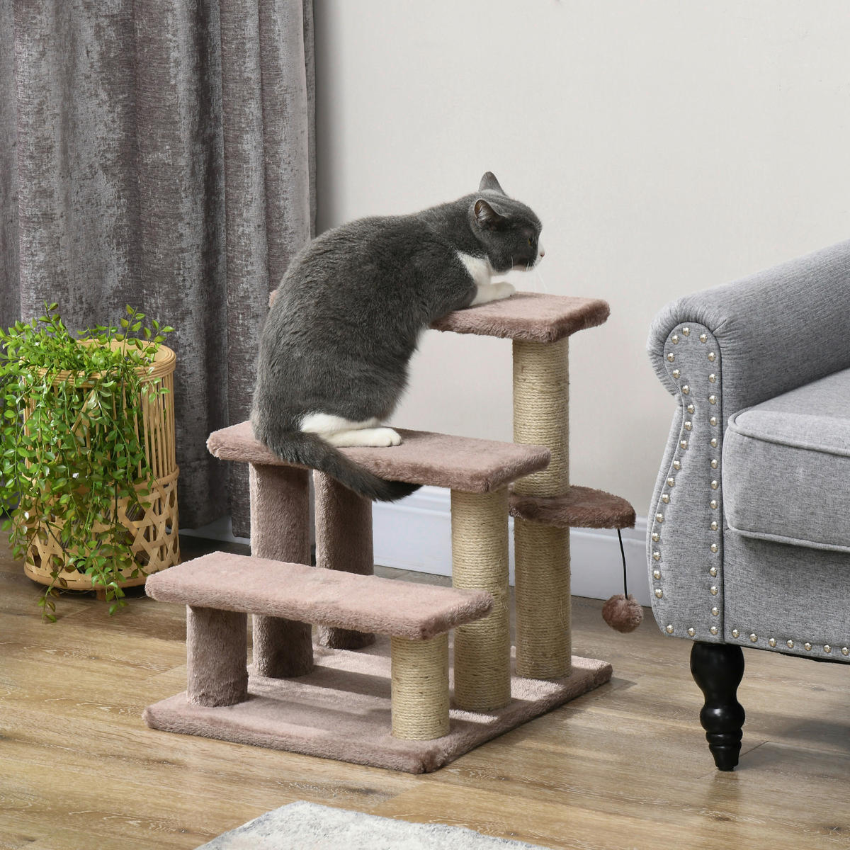 PawHut Katzentreppe braun Spanplatte B/H/L: ca. 40x48x45 cm Katzentreppe - braun (45,00/40,00/48,00cm) - PawHut