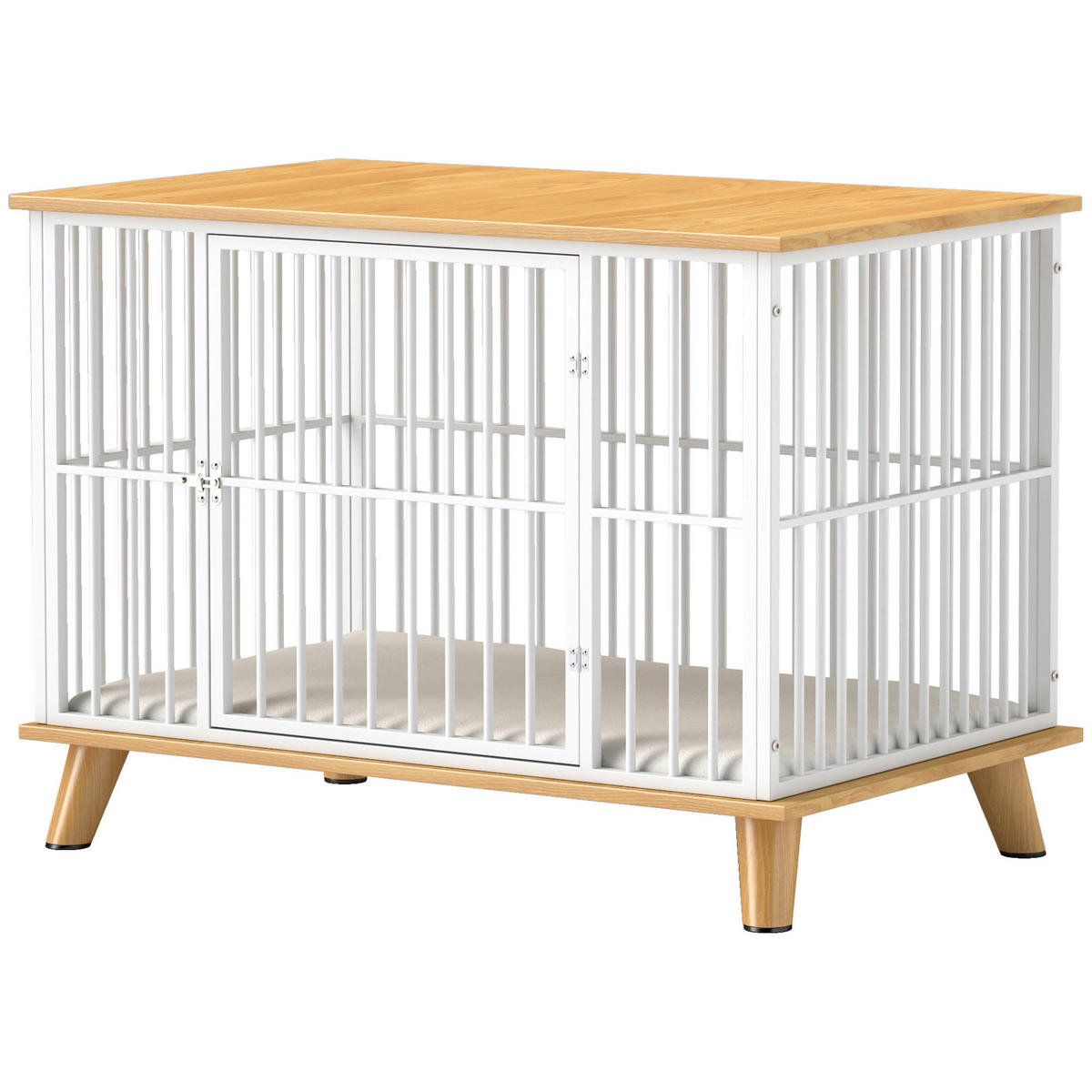 PawHut Hundekäfig Eiche Stahl B/H/L: ca. 60x70x86 cm Hundekäfig - Eiche/weiß (86,00/60,00/70,00cm) - PawHut