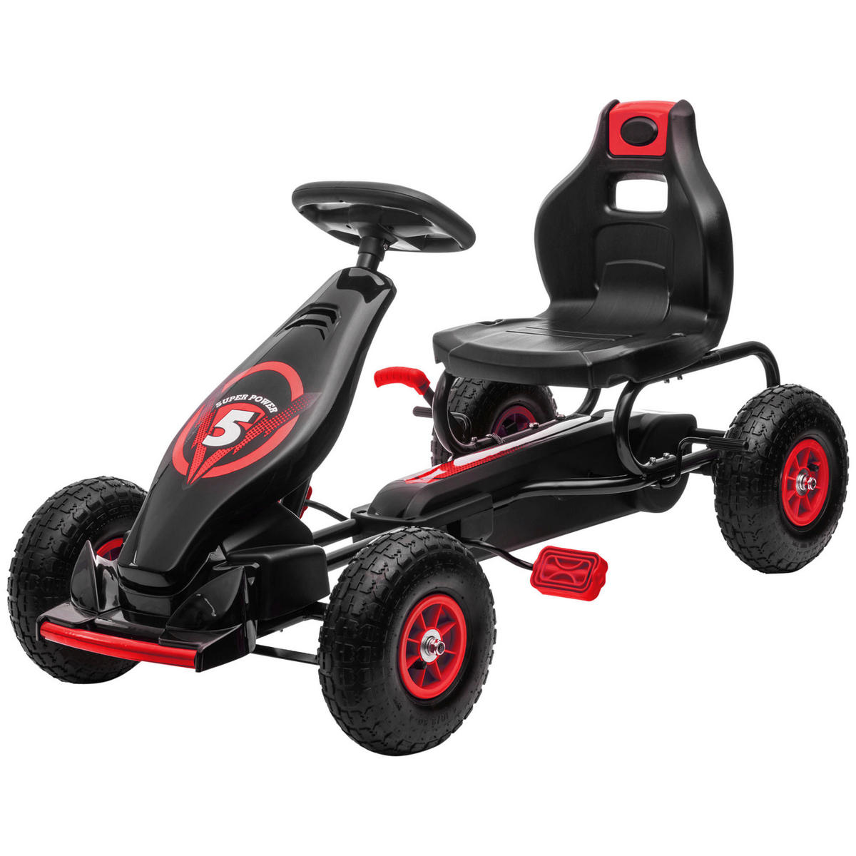 HOMCOM Kinder-Fahrzeug rot B/H/L: ca. 58x121x61 cm Go_Kart - rot/schwarz (61,00/58,00/121,00cm) - HOMCOM