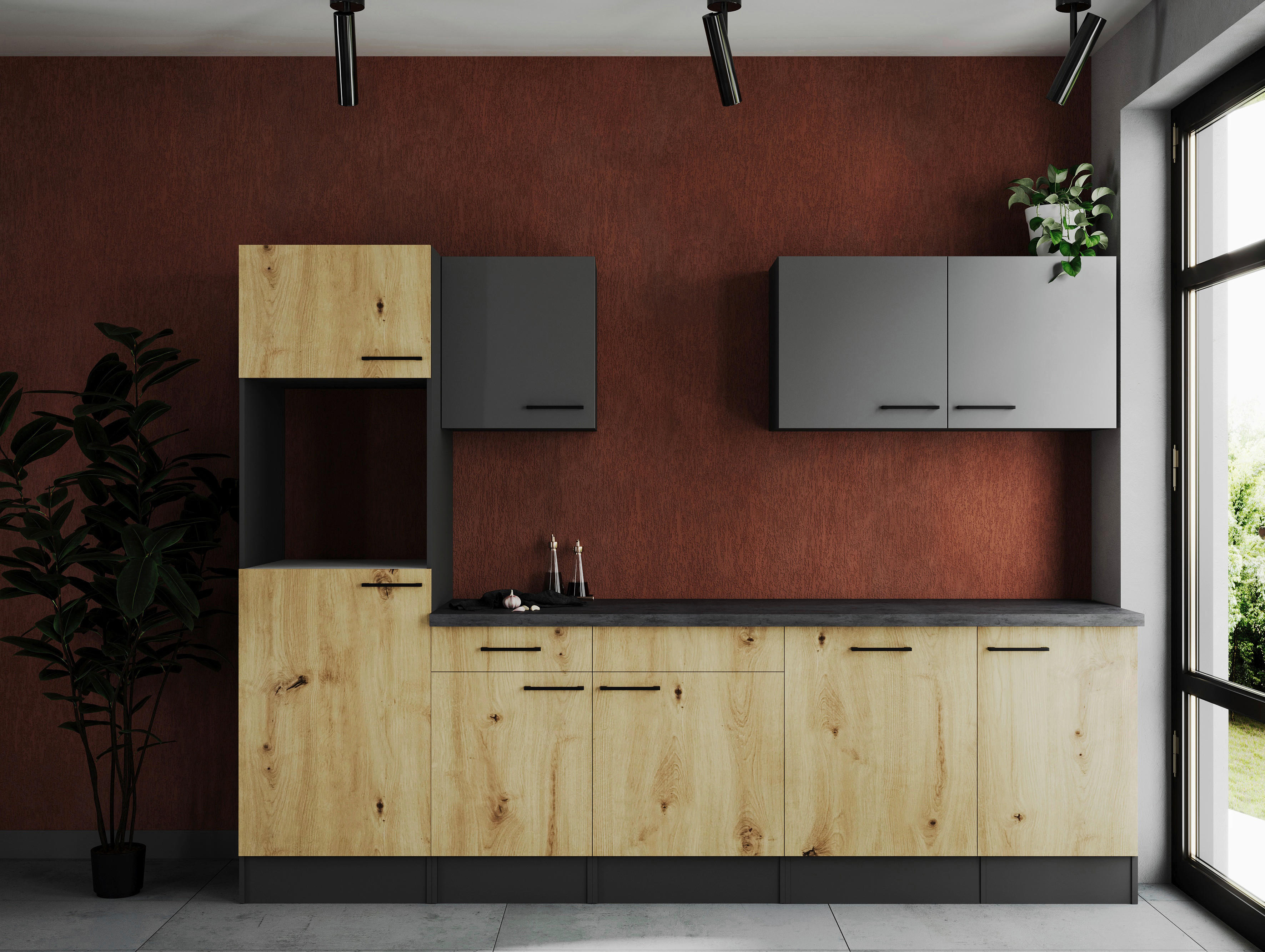 Küchenblock Oliver B/H/T: ca. 280x205x60 cm Oliver - granit/grau (280,00/205,00/60,00cm) - Respekta