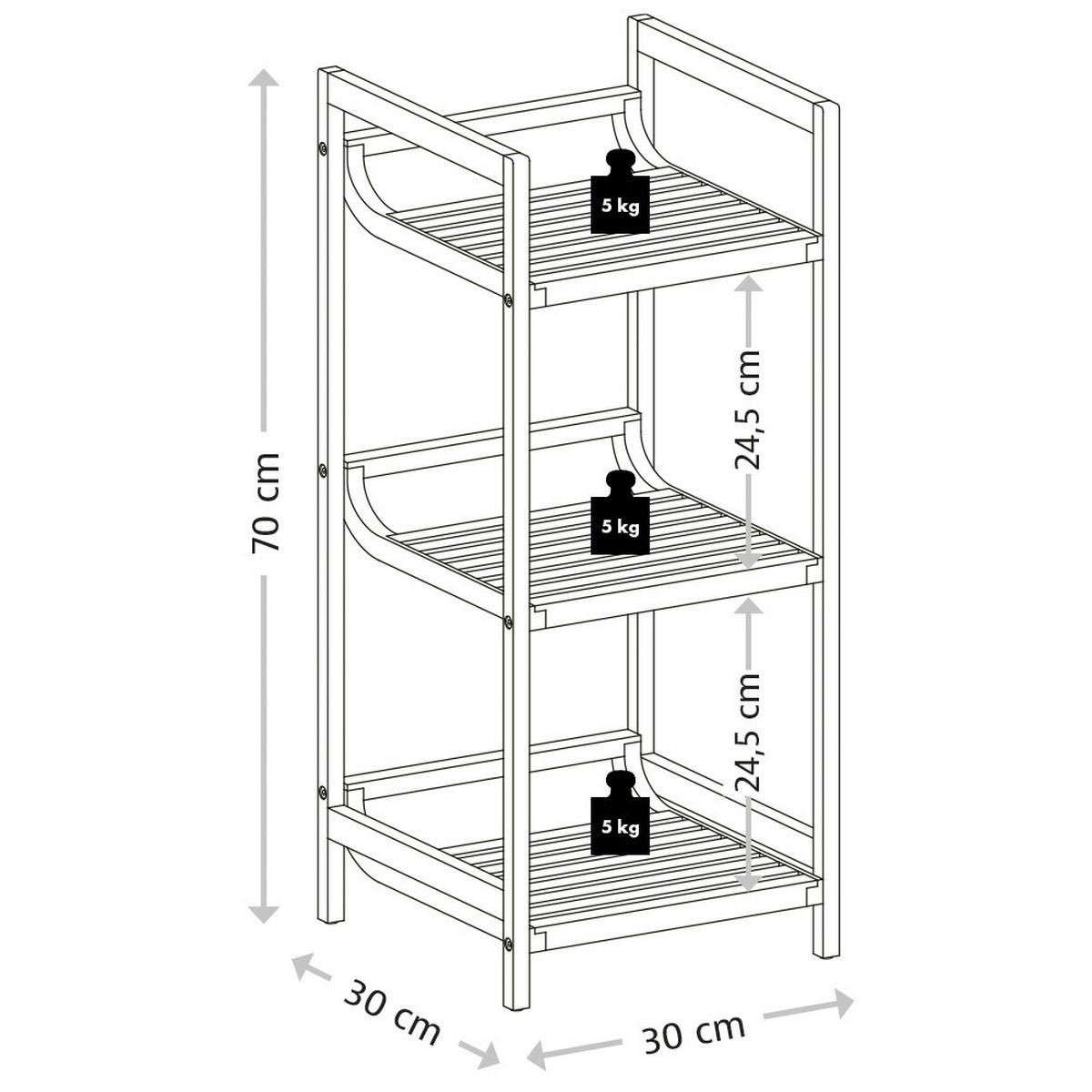 Kesper Regal braun Bambus B/H/L: ca. 31,5x7,5x71,5 cm Regal mit 3 Ablagen - braun (71,50/31,50/7,50cm) - Kesper